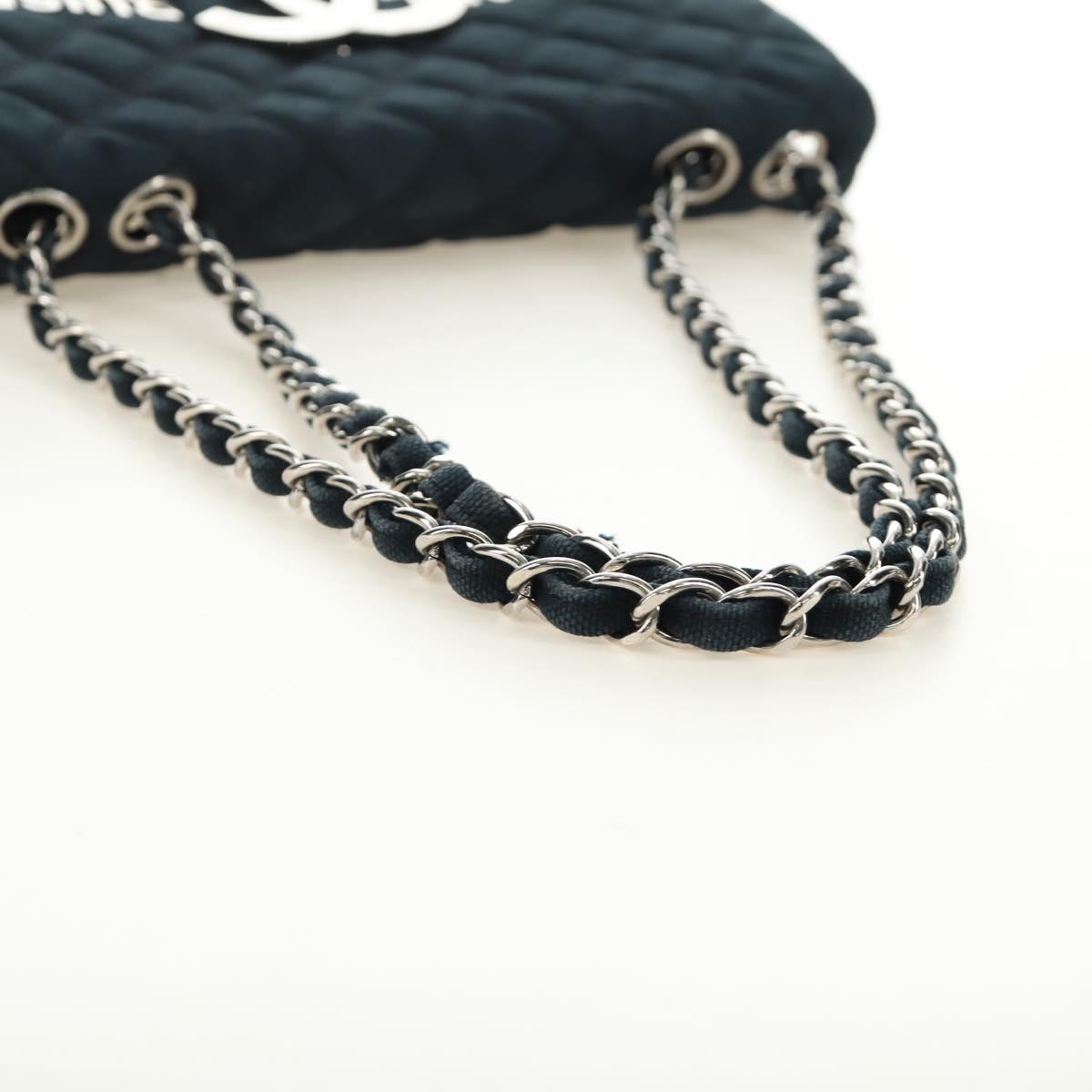 CHANEL Chain Cruise line Matelasse 23 Bag Canvas Navy Silver CC Auth 184283SAM