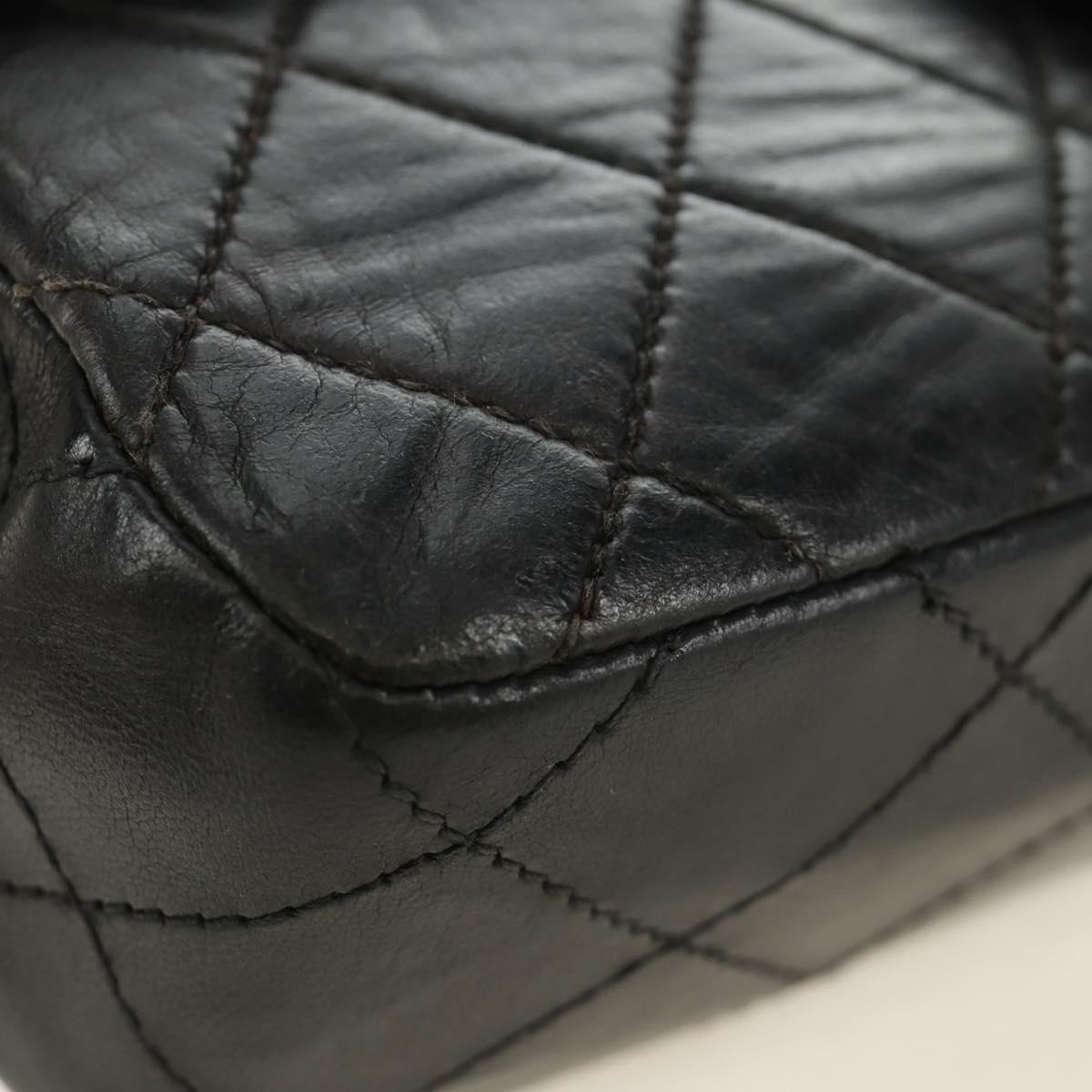 CHANEL Matelasse 25 Chain Shoulder Bag Lamb Skin Black Silver CC Auth 184284V