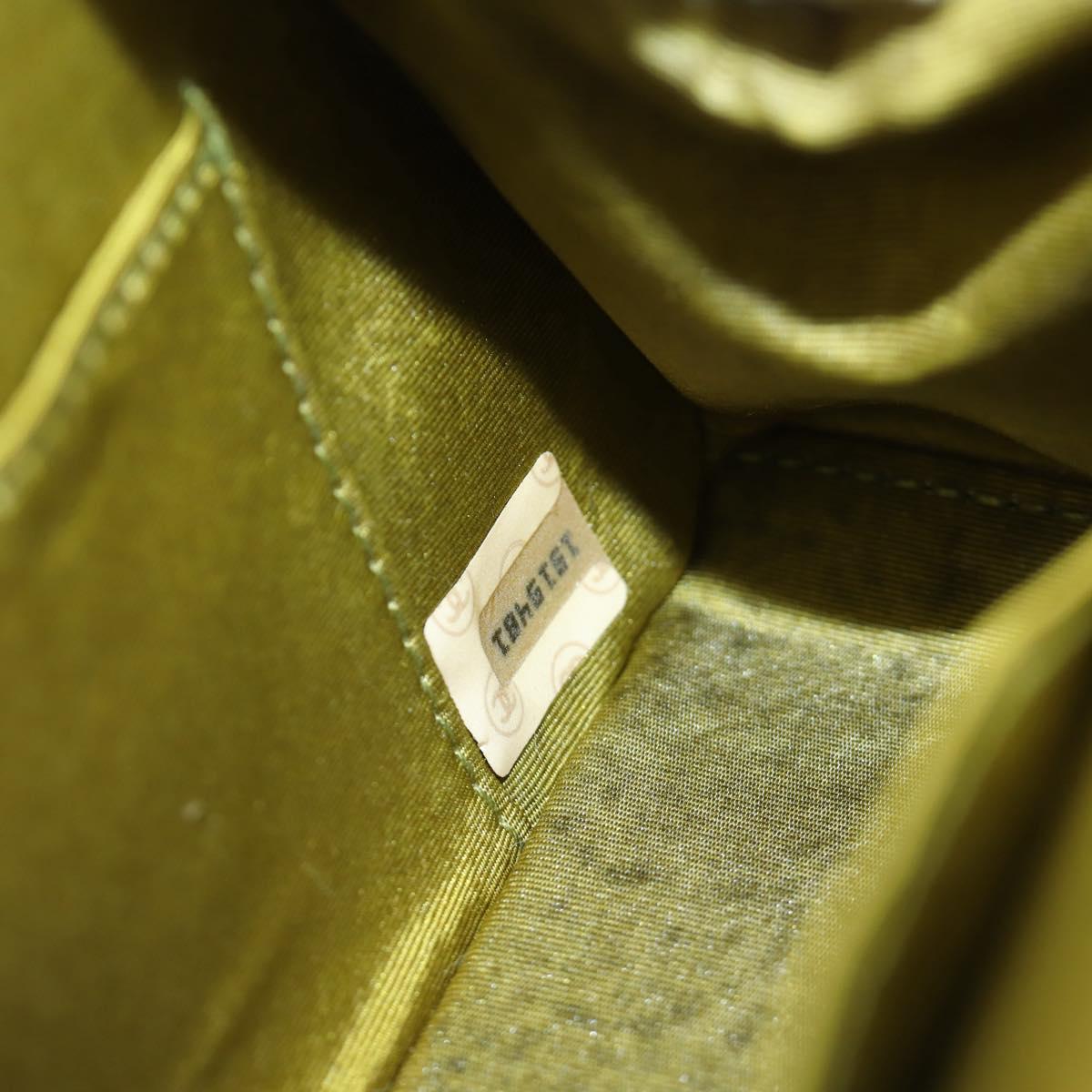 CHANEL Chain V Stitch Shoulder Bag Canvas Green Gold CC Auth 184285SM