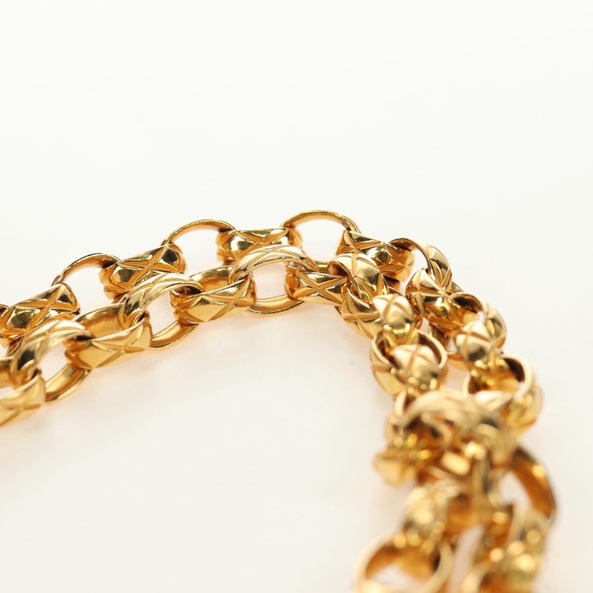 CHANEL Chain V Stitch Shoulder Bag Canvas Green Gold CC Auth 184285SM