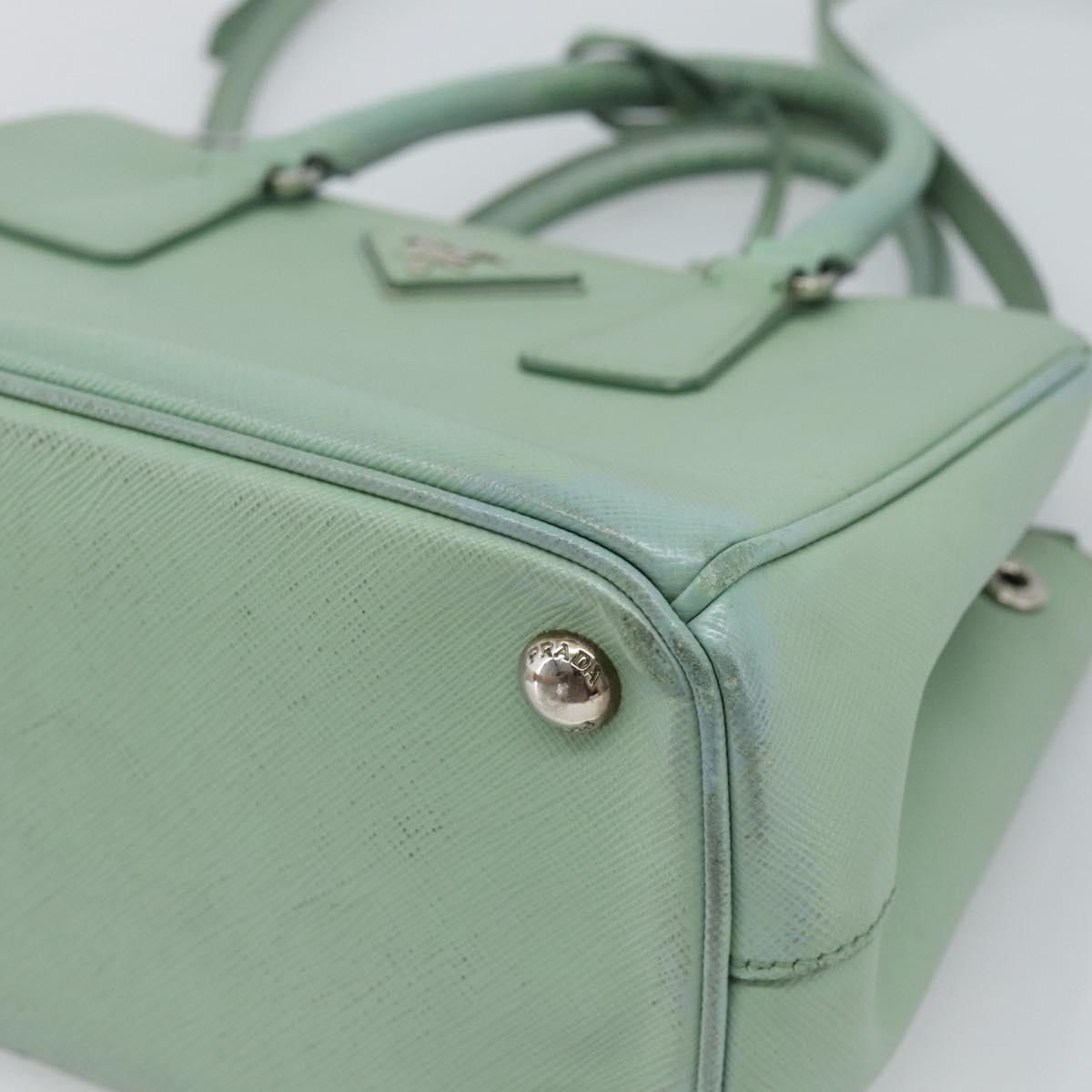 PRADA Galleria Hand Bag Safiano leather 2way LIme Green Silver Auth 184301A