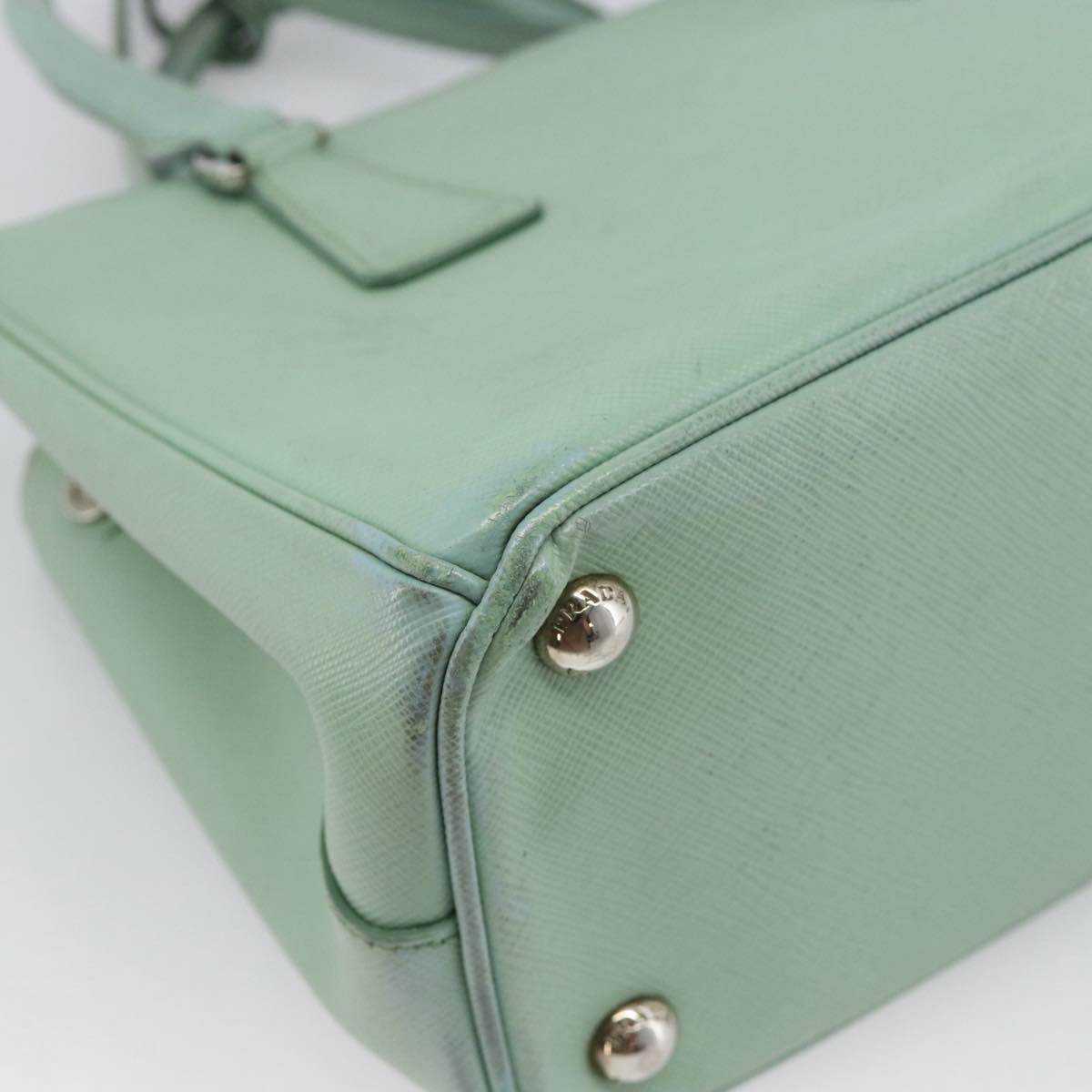 PRADA Galleria Hand Bag Safiano leather 2way LIme Green Silver Auth 184301A