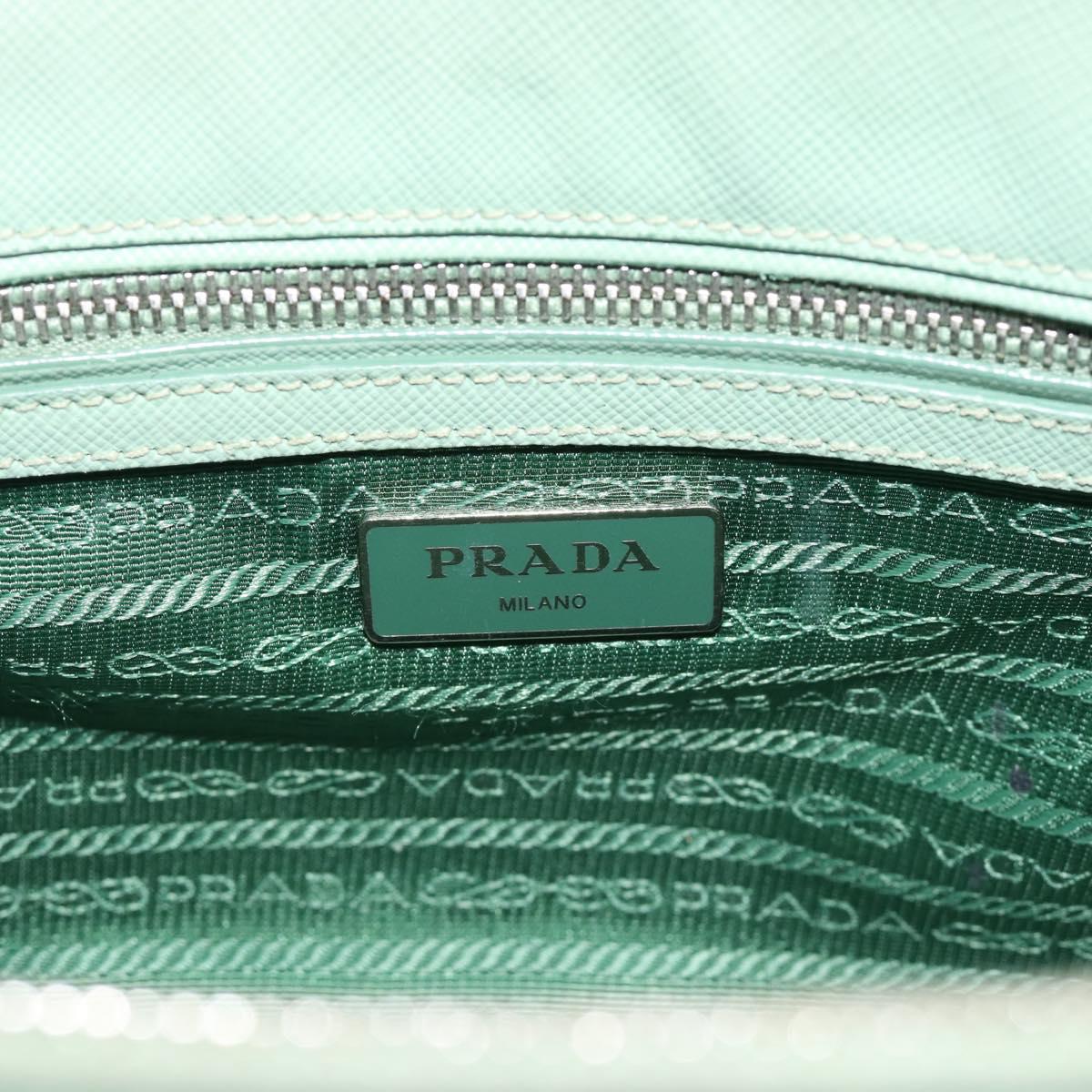 PRADA Galleria Hand Bag Safiano leather 2way LIme Green Silver Auth 184301A