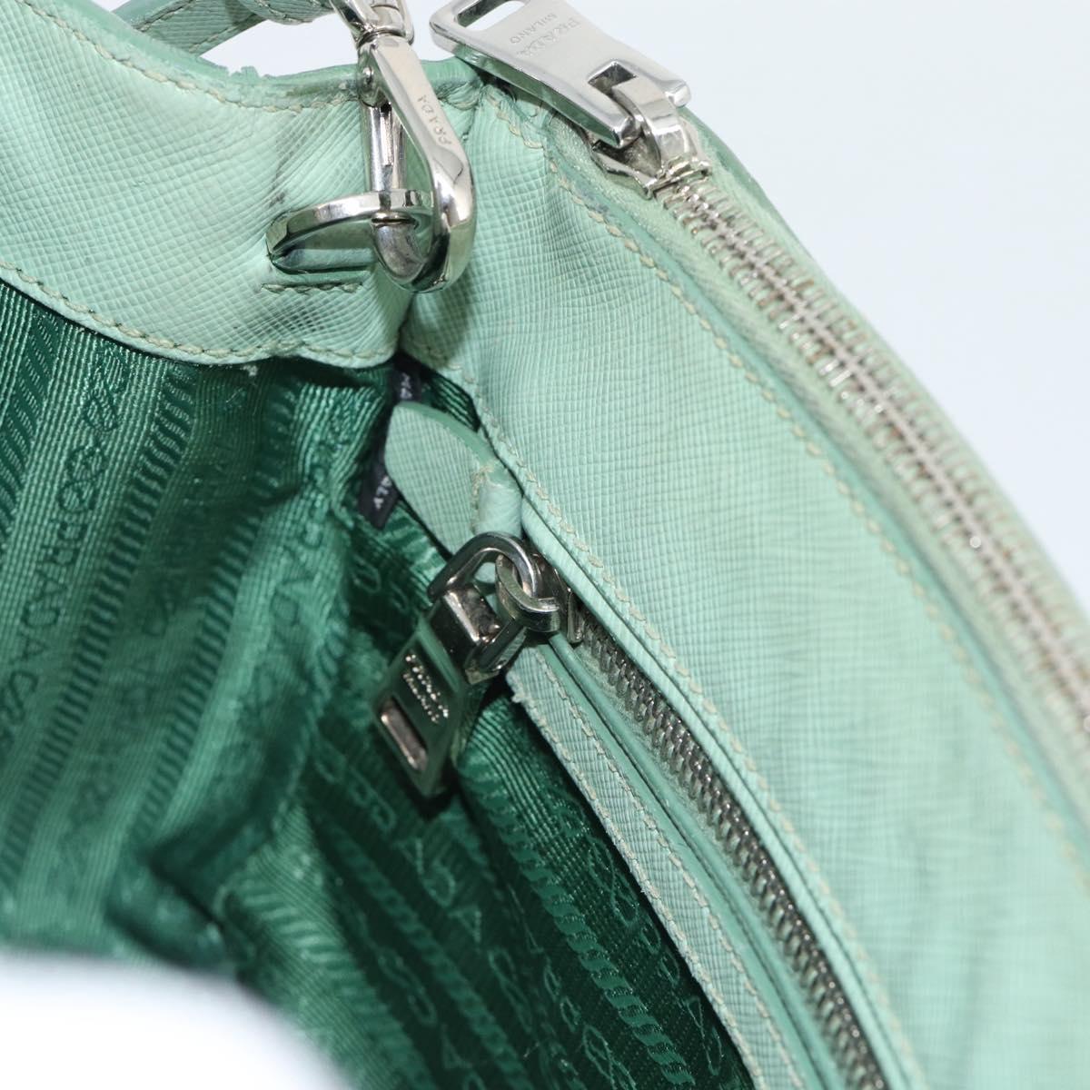 PRADA Galleria Hand Bag Safiano leather 2way LIme Green Silver Auth 184301A