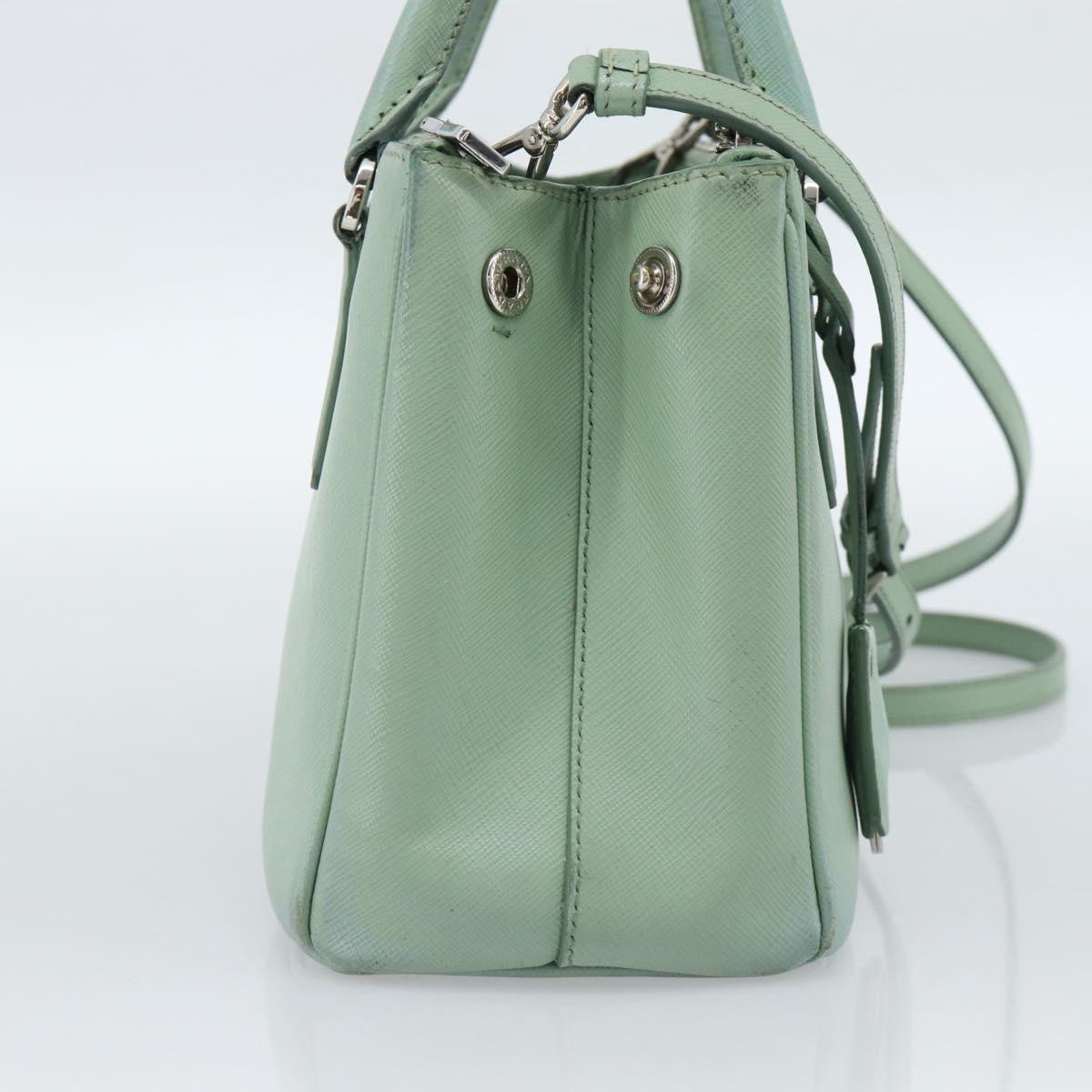 PRADA Galleria Hand Bag Safiano leather 2way LIme Green Silver Auth 184301A