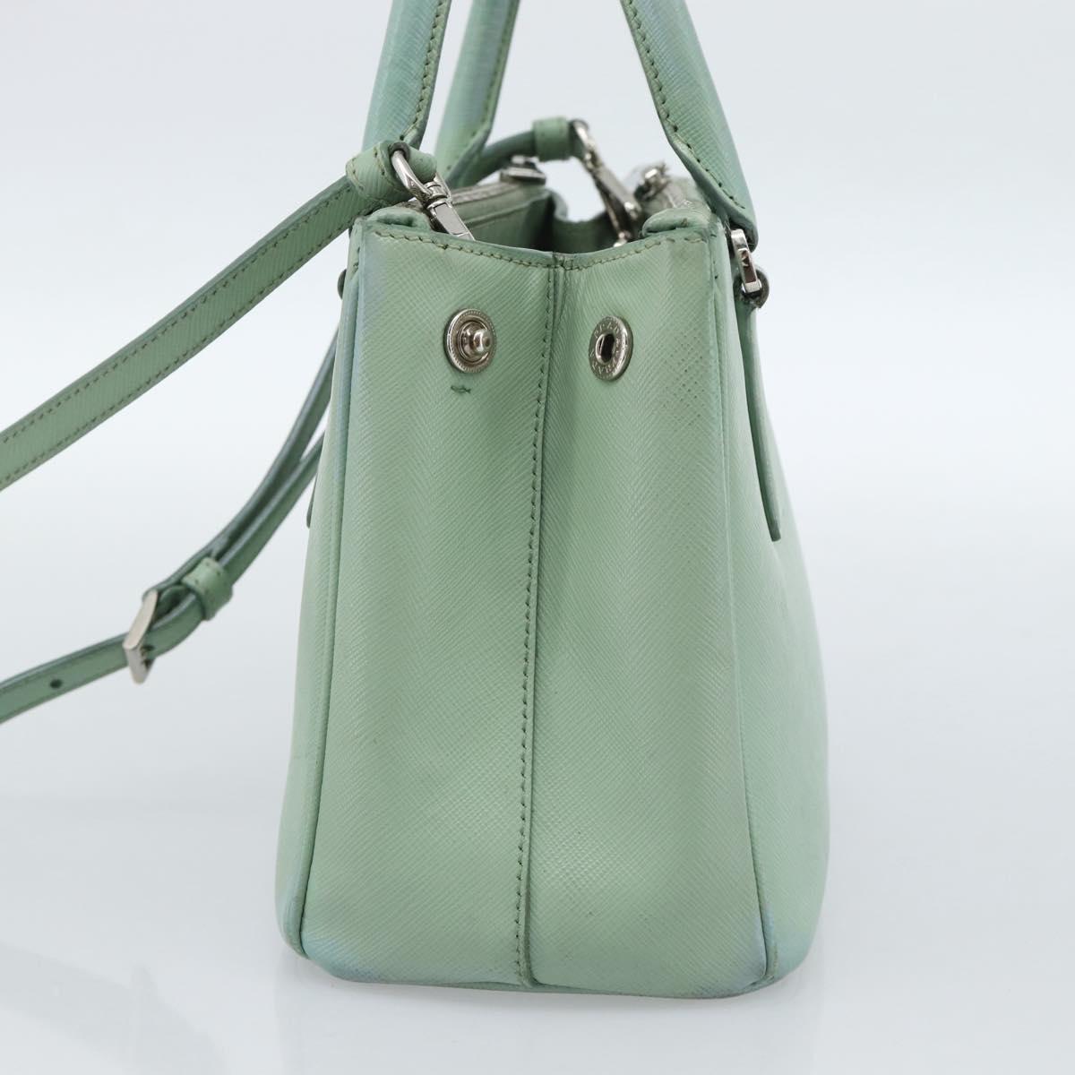 PRADA Galleria Hand Bag Safiano leather 2way LIme Green Silver Auth 184301A