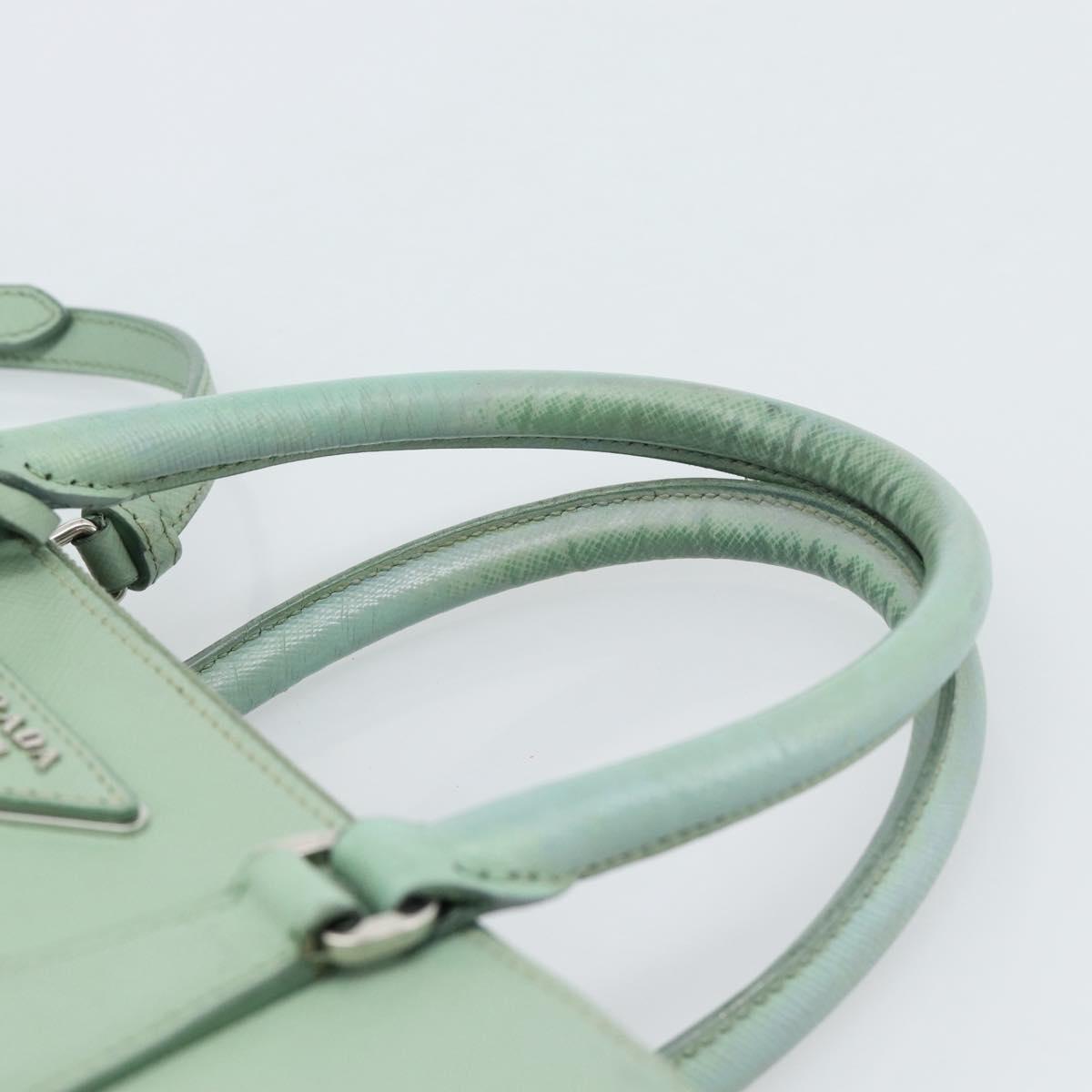 PRADA Galleria Hand Bag Safiano leather 2way LIme Green Silver Auth 184301A