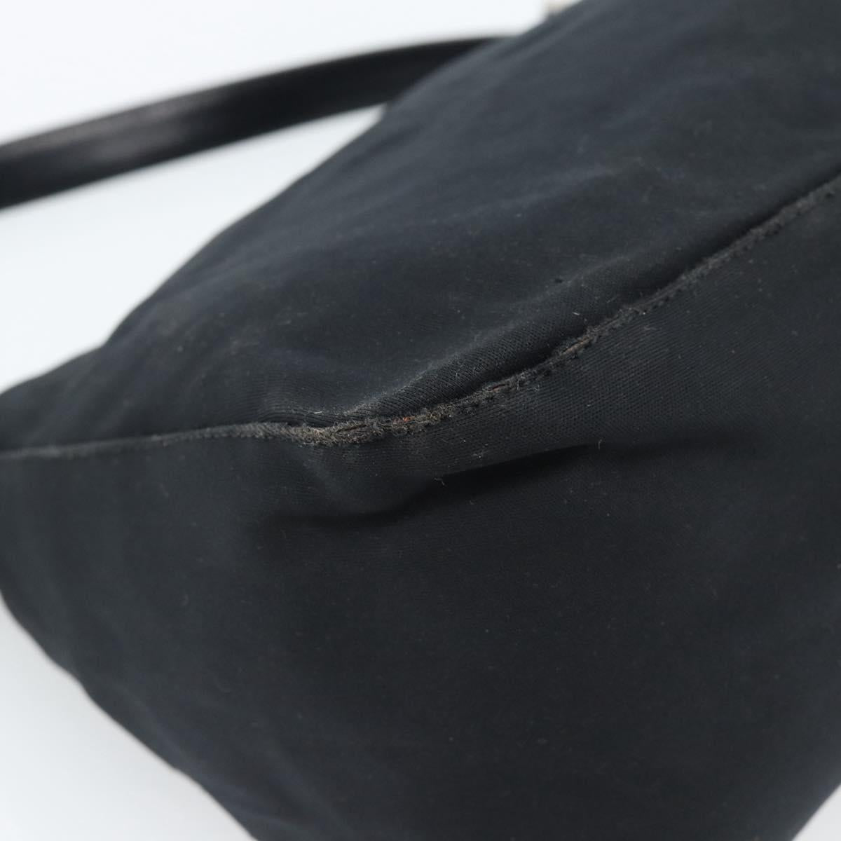 FENDI Mamma Baguette Shoulder Bag Cotton Jersey Black Silver Auth 184302