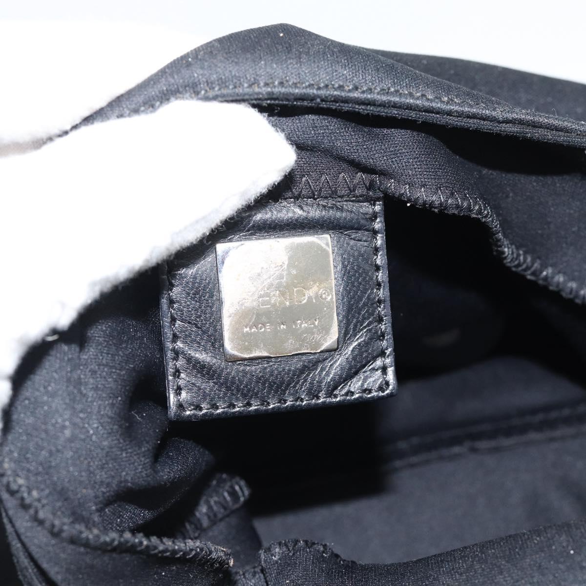 FENDI Mamma Baguette Shoulder Bag Cotton Jersey Black Silver Auth 184302