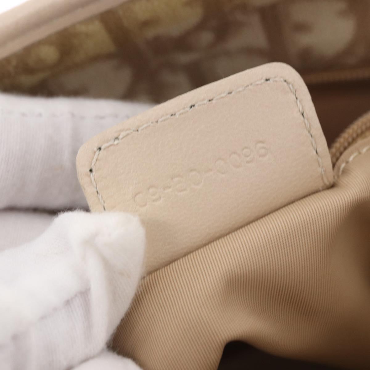 Christian Dior Trotter Canvas Romantic Hand Bag PVC Beige Silver Auth 184305A