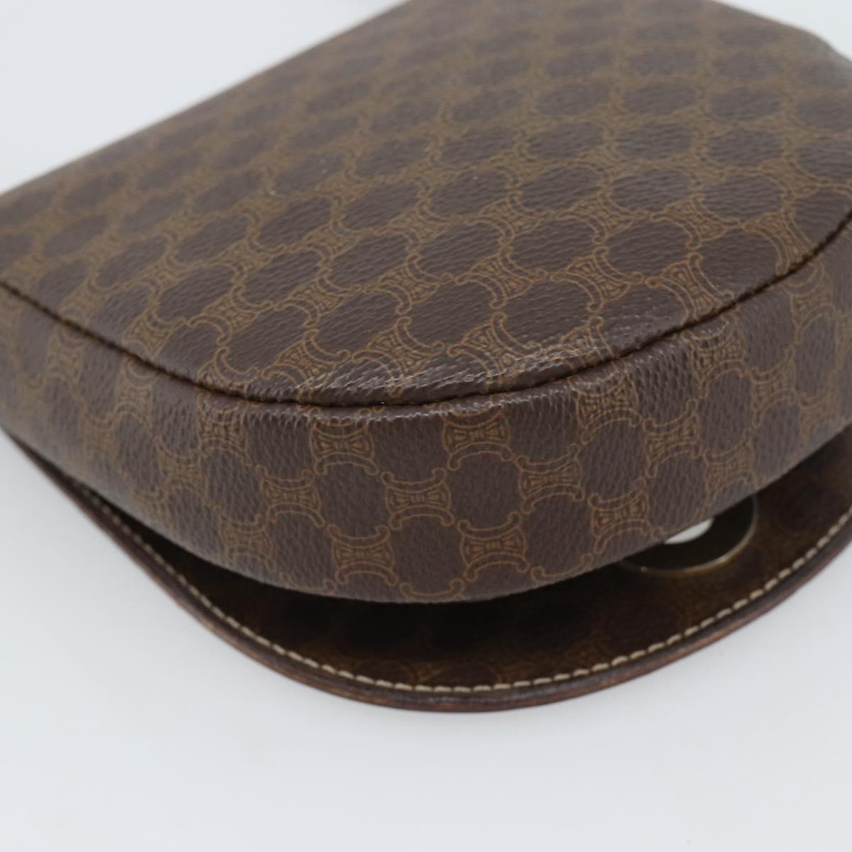 CELINE Macadam Canvas Circle Shoulder Bag PVC Leather Brown Gold Auth 184306