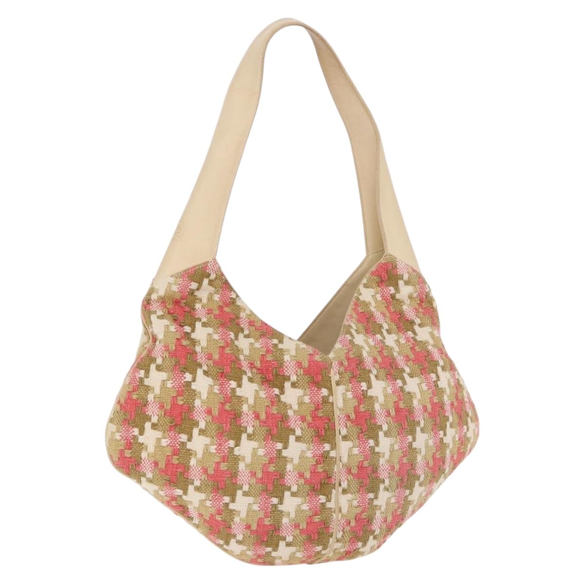 LOEWE Shoulder Bag cotton Beige Gold Auth 184313A
