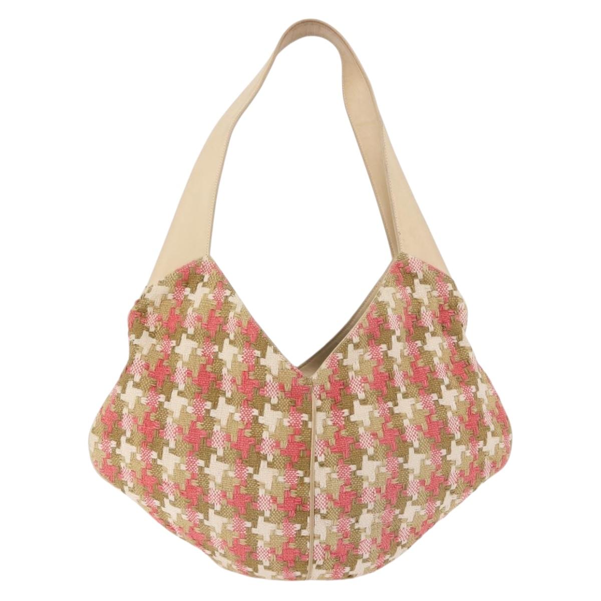 LOEWE Shoulder Bag cotton Beige Gold Auth 184313A