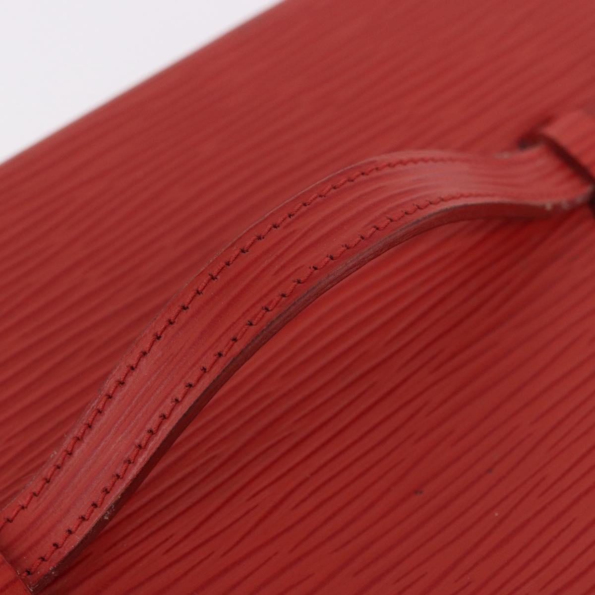 FENDI Vanity Hand Bag Leather Red Gold Auth 184315A