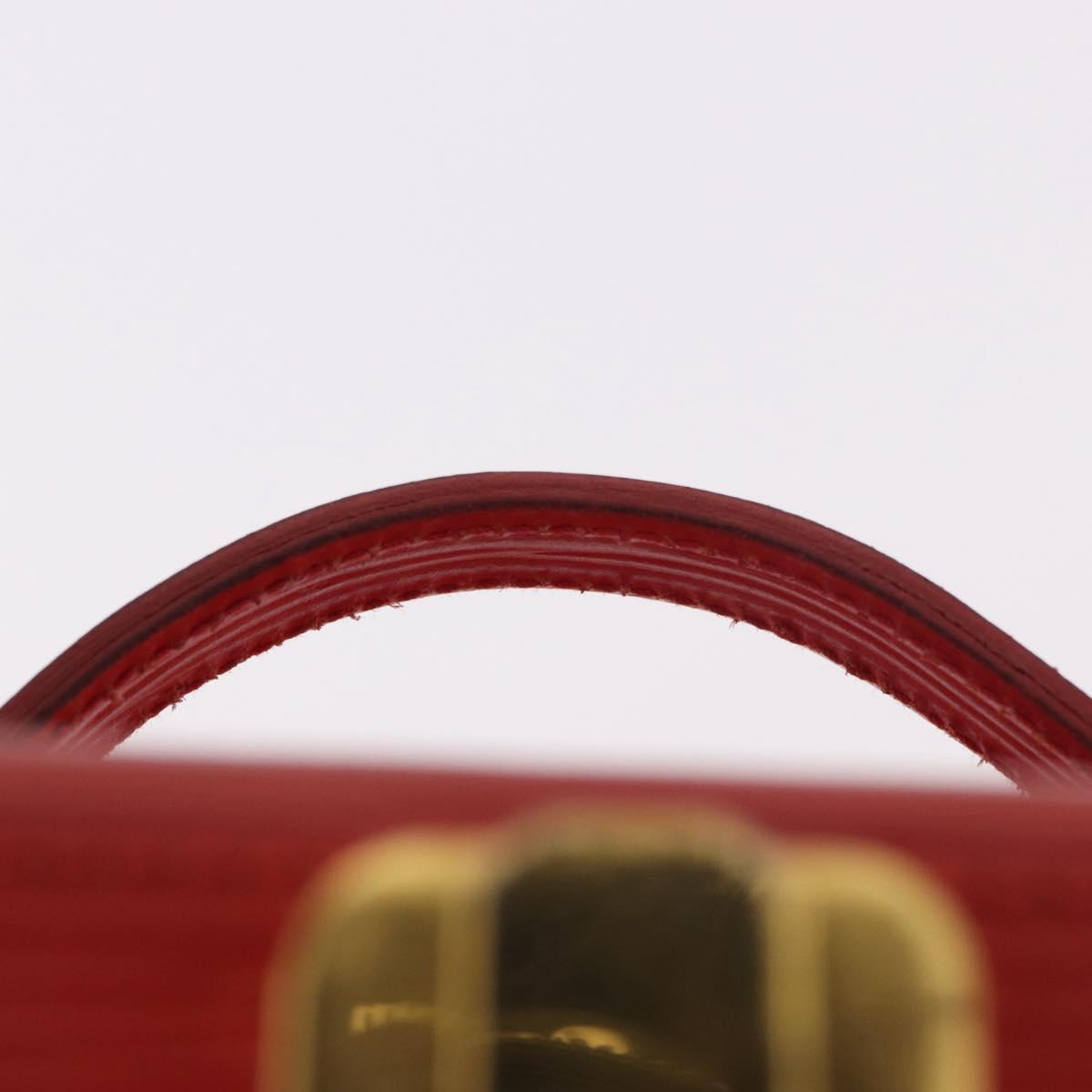 FENDI Vanity Hand Bag Leather Red Gold Auth 184315A