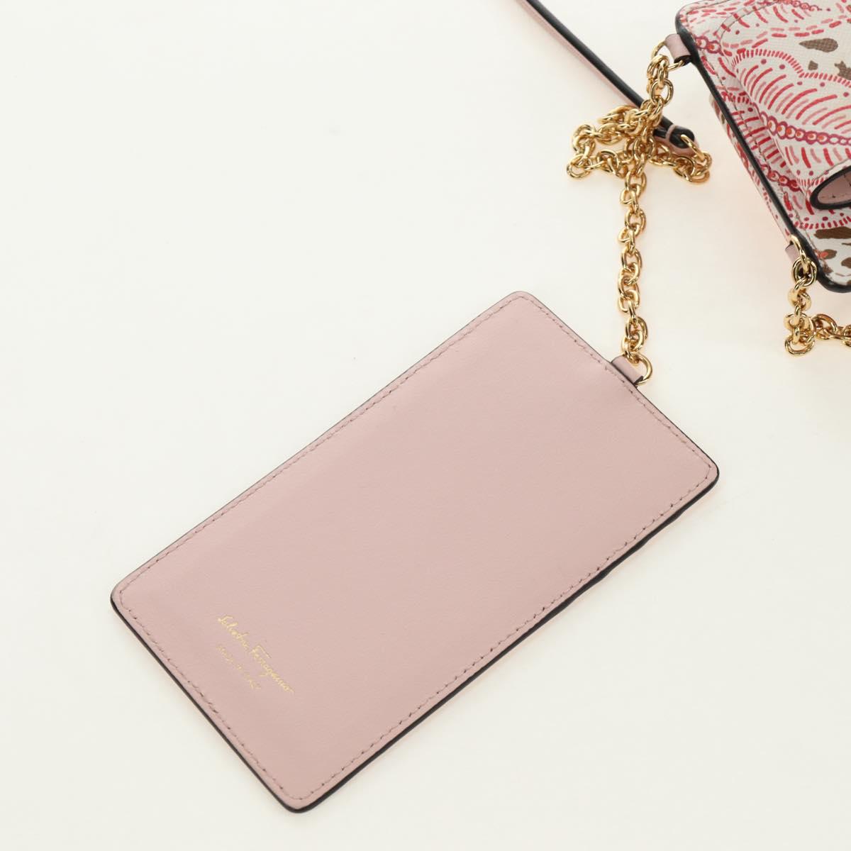 Salvatore Ferragamo Chain Vala Pouch Leather Pink Gold Auth 184316M