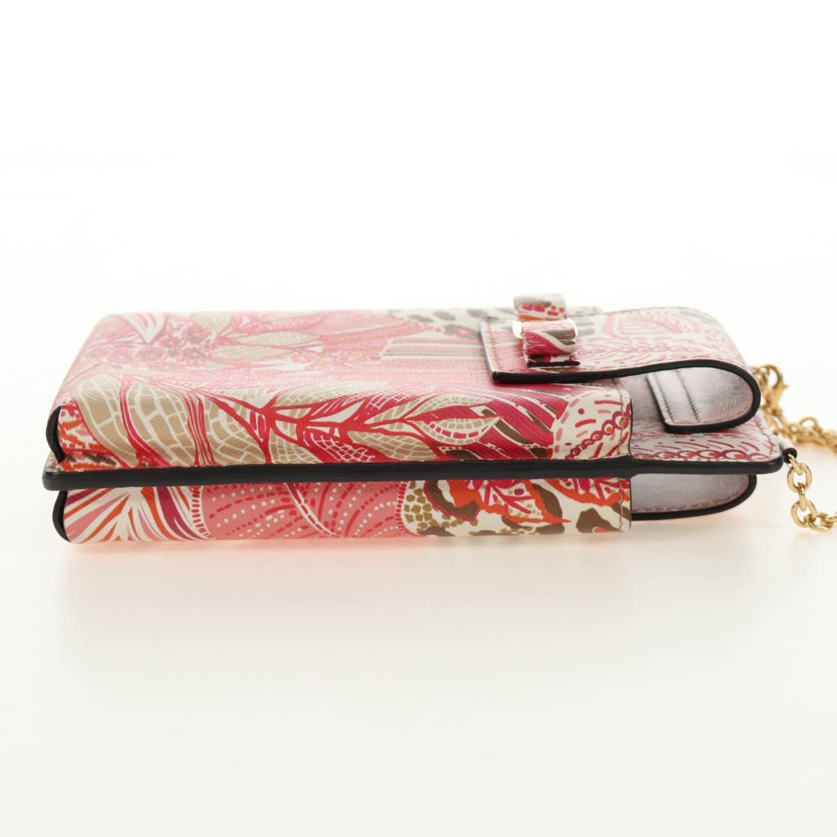 Salvatore Ferragamo Chain Vala Pouch Leather Pink Gold Auth 184316M