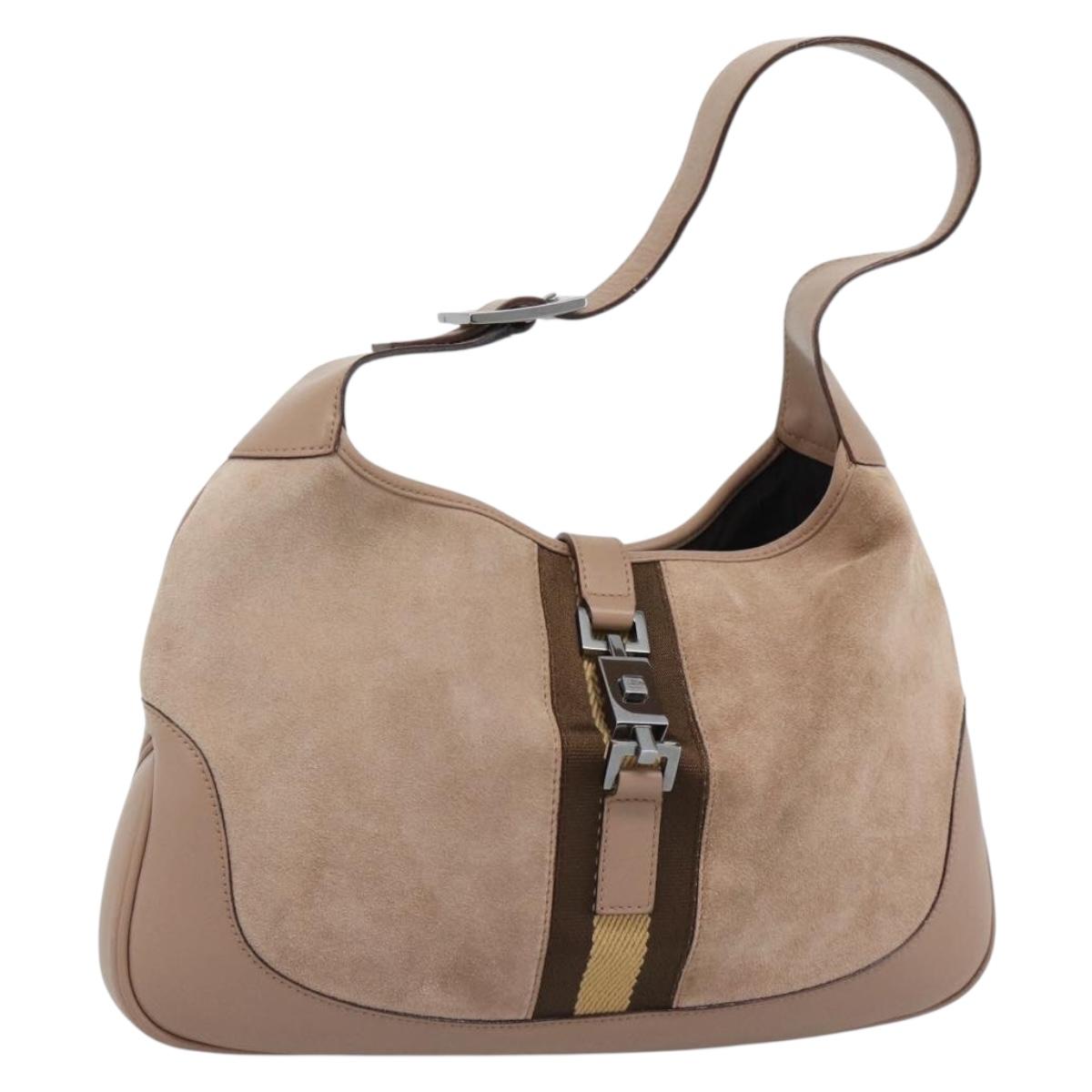 GUCCI Sherry Line Jackie Shoulder Bag Suede Pink Silver 001 3306 Auth 184319V