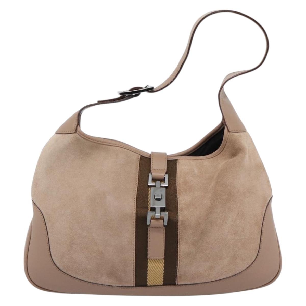 GUCCI Sherry Line Jackie Shoulder Bag Suede Pink Silver 001 3306 Auth 184319V