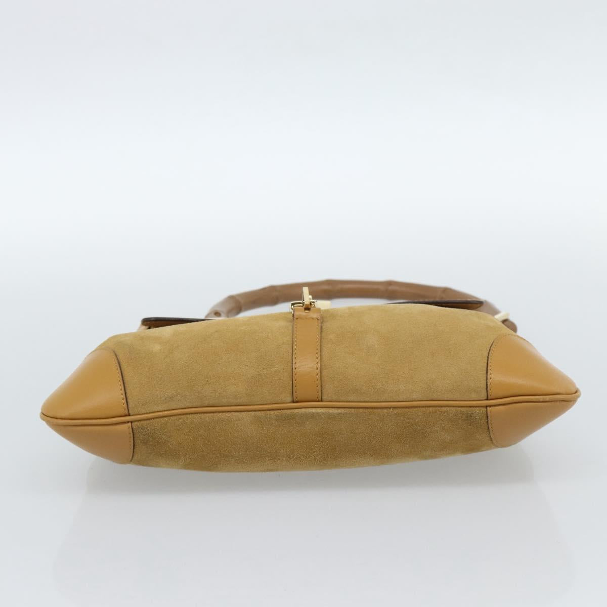 GUCCI Bamboo Jackie Shoulder Bag Suede Beige Gold 001 4096 Auth 184325V