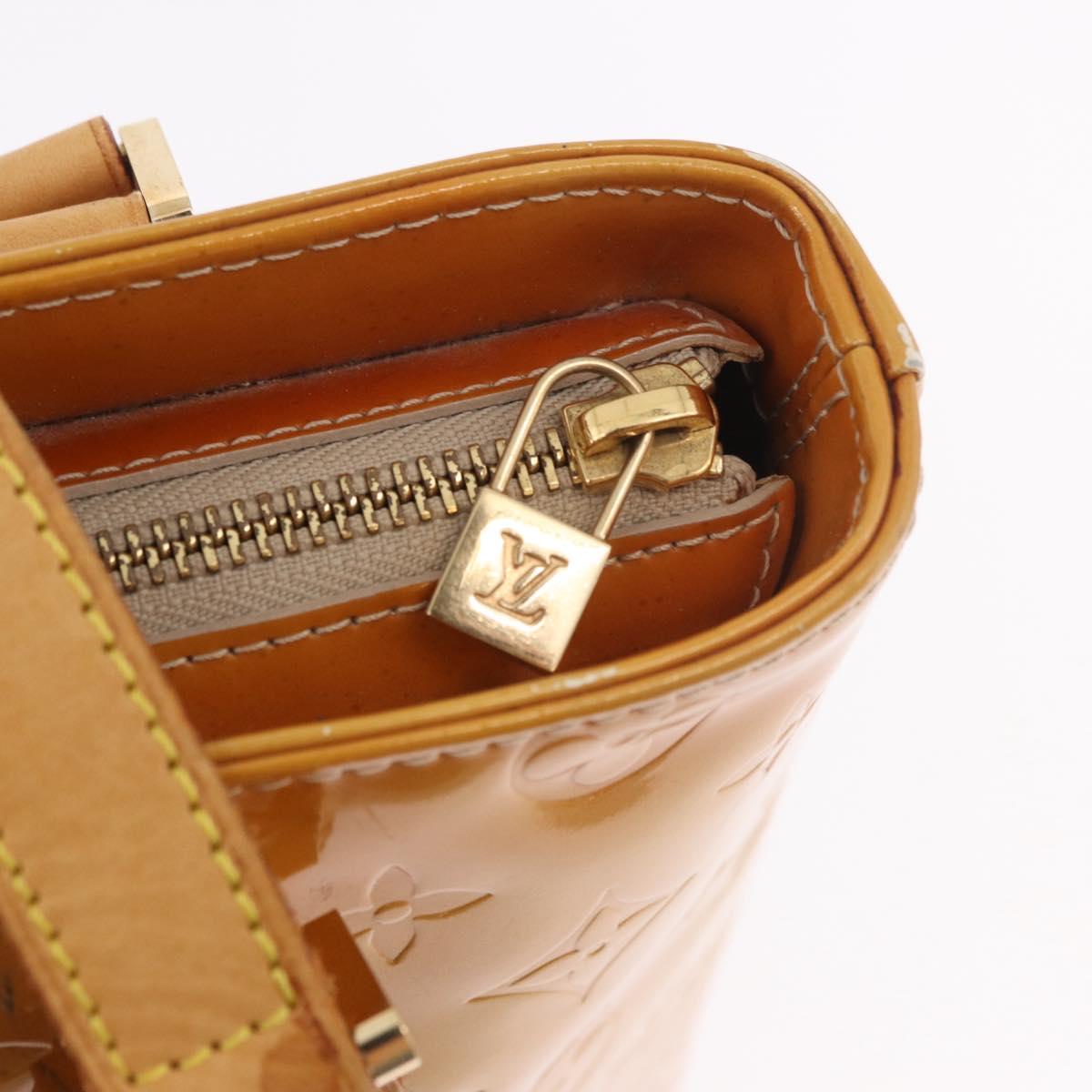 LOUIS VUITTON Monogram Vernis Houston Hand Bag Beige M91004 LV Auth 184328