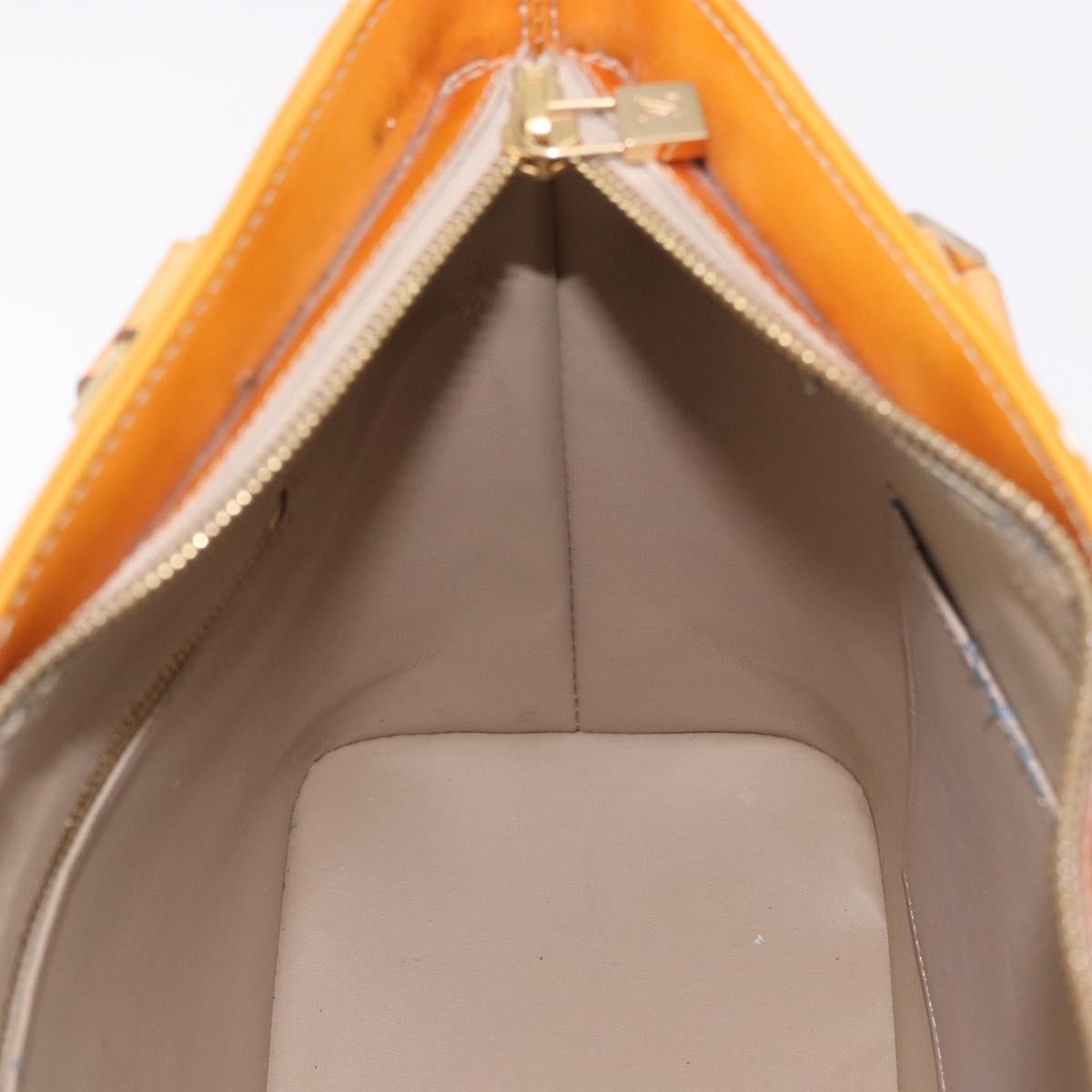 LOUIS VUITTON Monogram Vernis Houston Hand Bag Beige M91004 LV Auth 184328