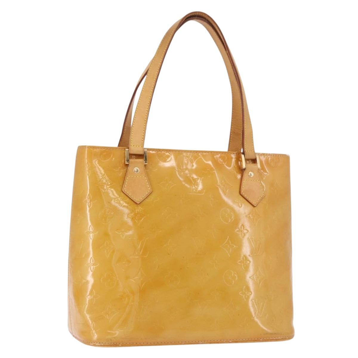 LOUIS VUITTON Monogram Vernis Houston Hand Bag Beige M91004 LV Auth 184328