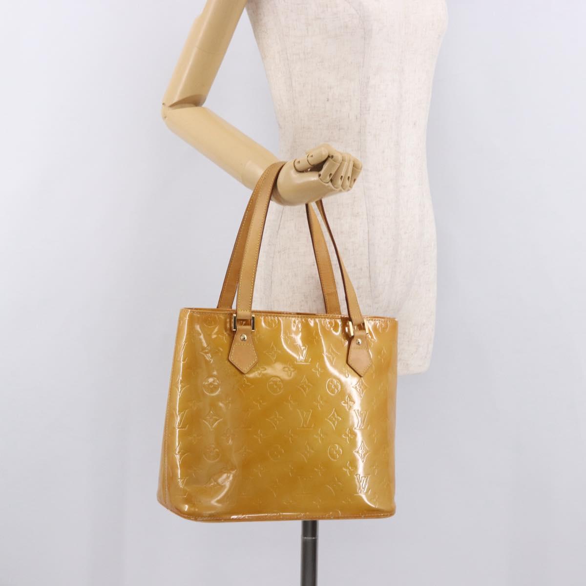 LOUIS VUITTON Monogram Vernis Houston Hand Bag Beige M91004 LV Auth 184328