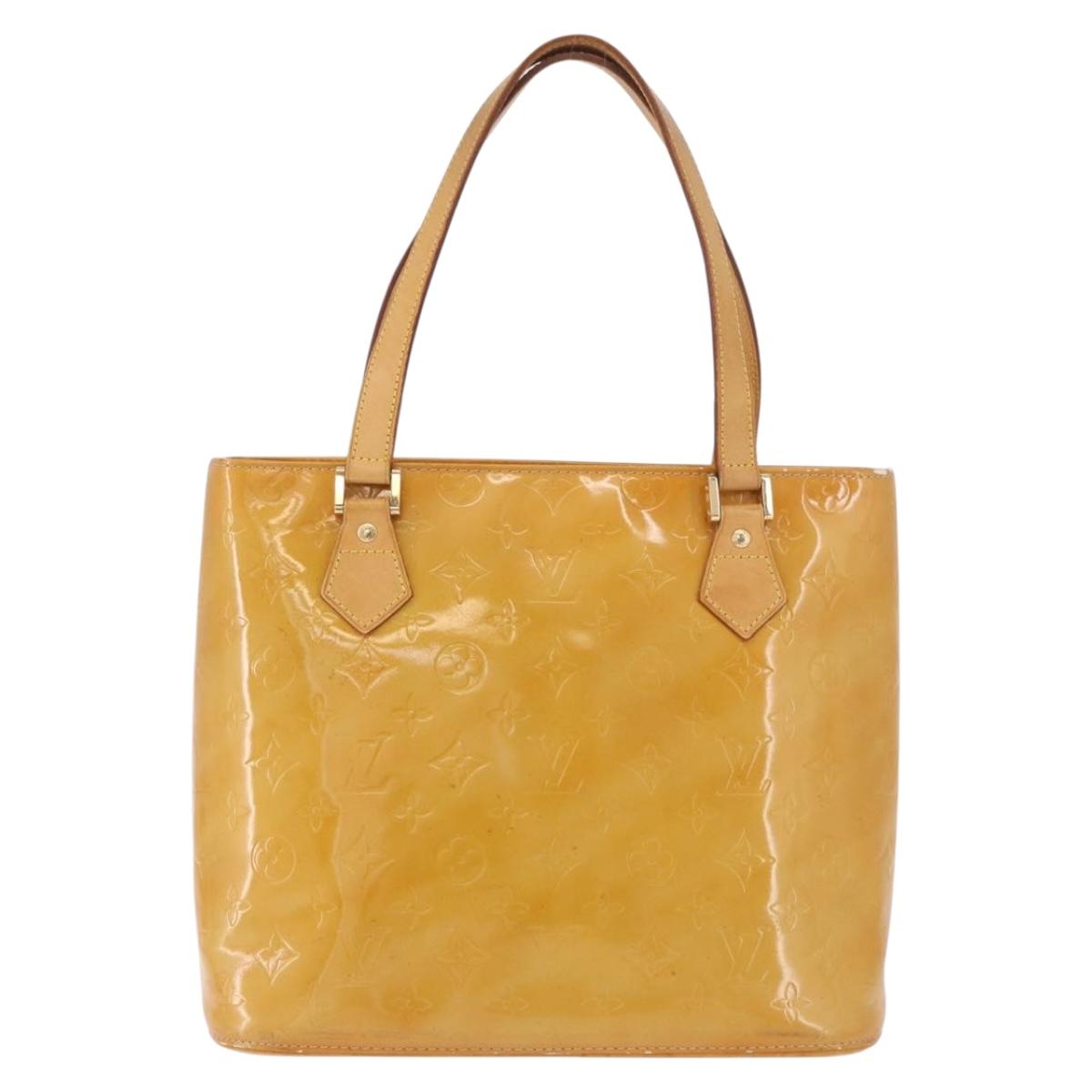 LOUIS VUITTON Monogram Vernis Houston Hand Bag Beige M91004 LV Auth 184328