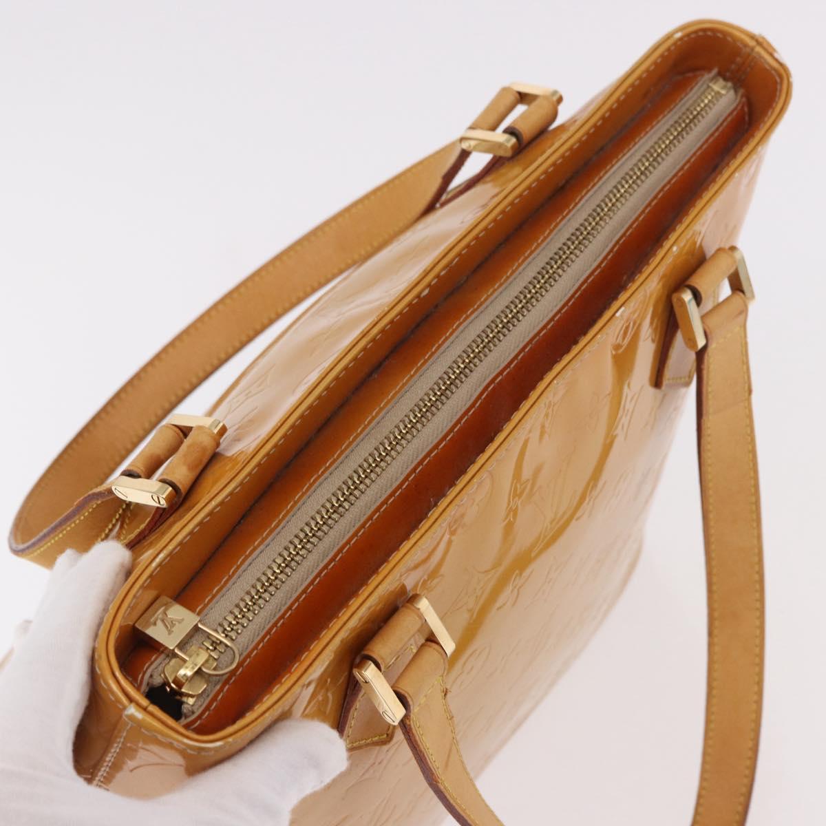 LOUIS VUITTON Monogram Vernis Houston Hand Bag Beige M91004 LV Auth 184328