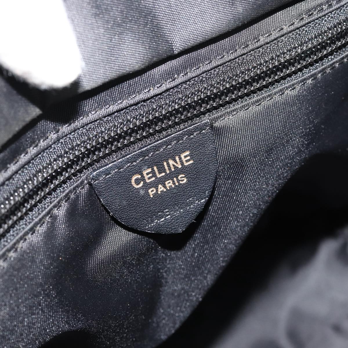 CELINE Circle Hand Bag Nylon Black Gold Auth 184330