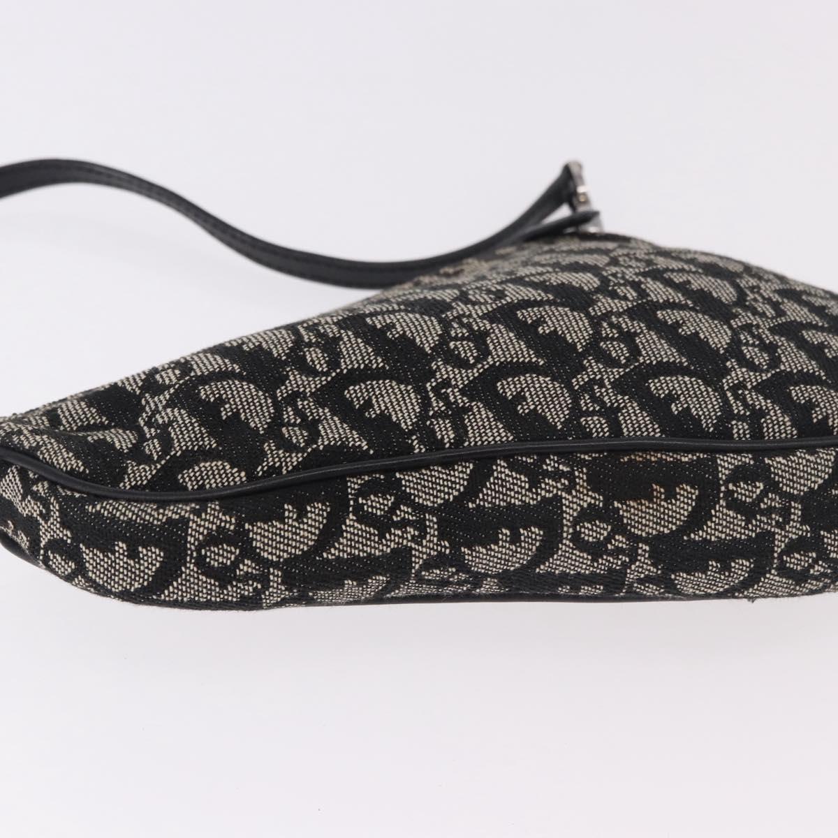 Christian Dior Trotter Canvas Saddle Accessory Pouch Navy Silver Auth 184338V