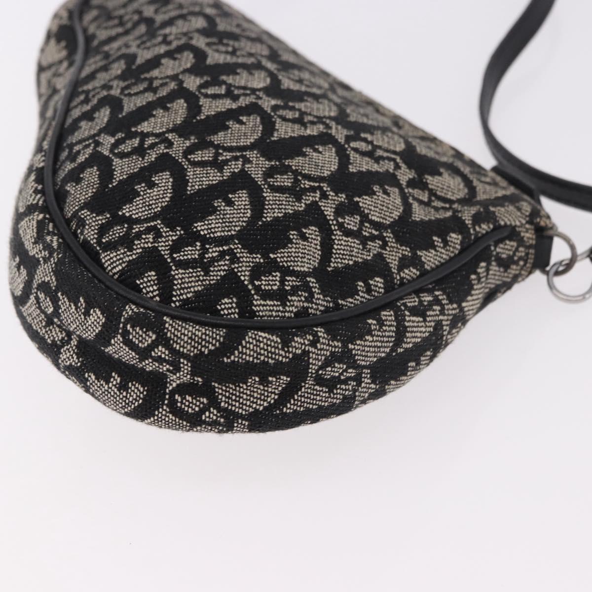 Christian Dior Trotter Canvas Saddle Accessory Pouch Navy Silver Auth 184338V