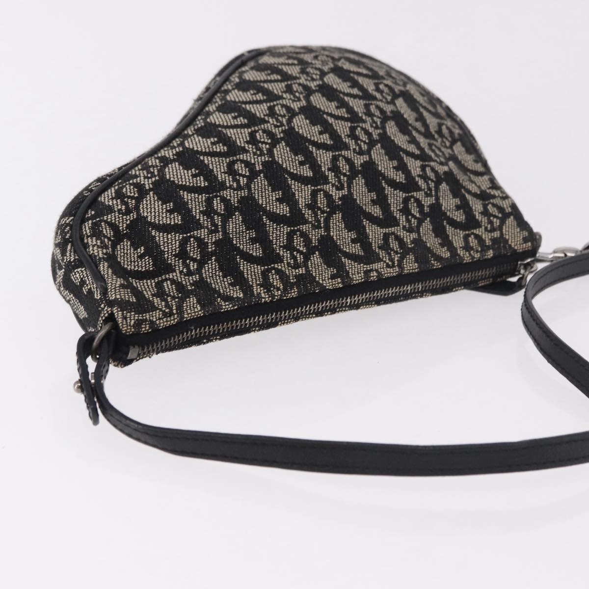 Christian Dior Trotter Canvas Saddle Accessory Pouch Navy Silver Auth 184338V
