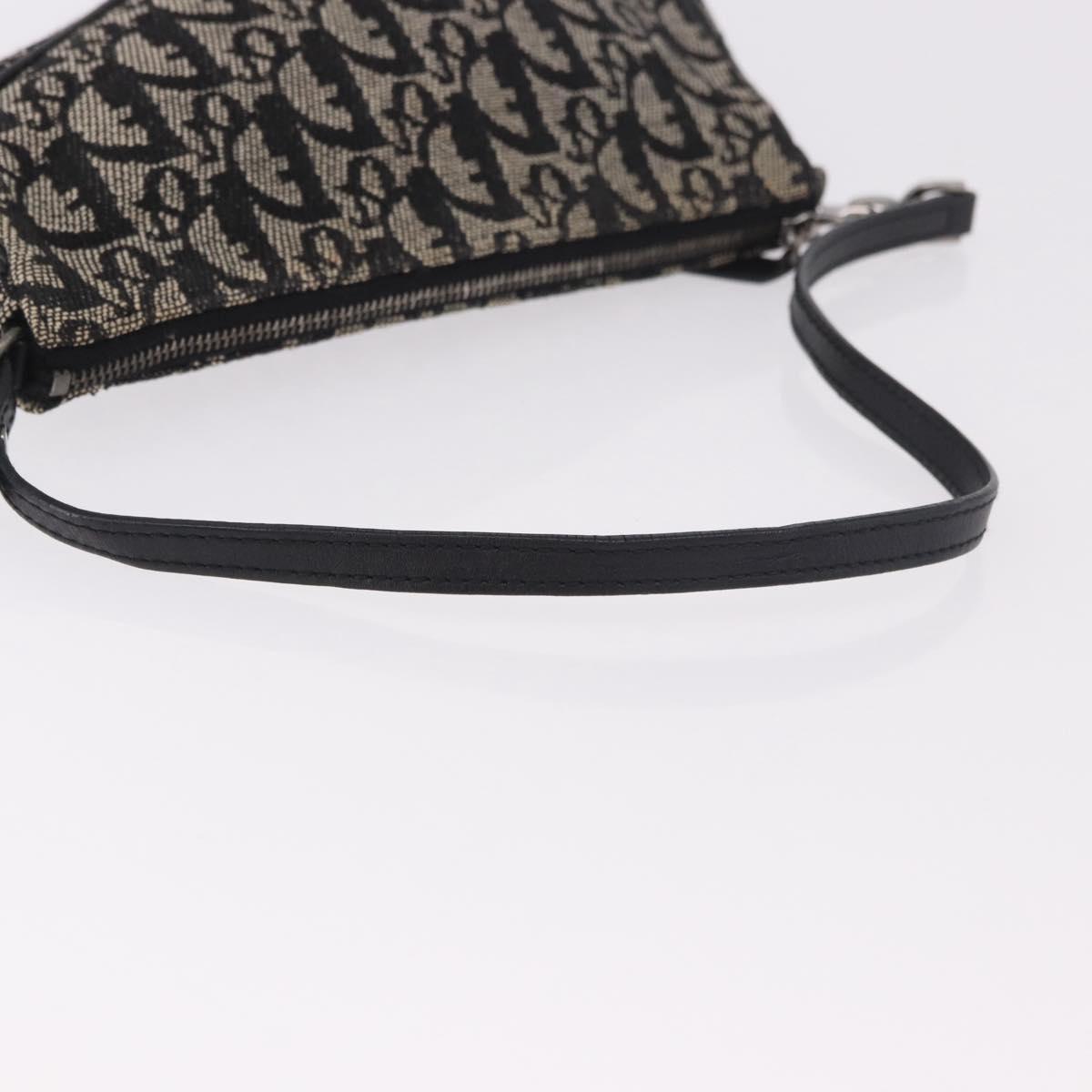 Christian Dior Trotter Canvas Saddle Accessory Pouch Navy Silver Auth 184338V