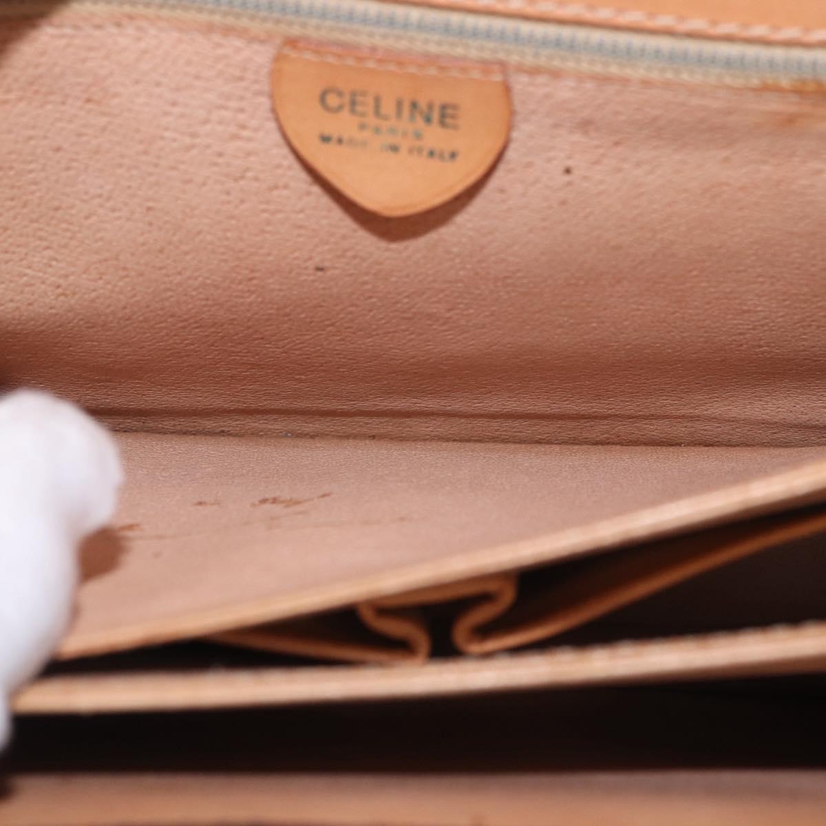 CELINE Macadam Canvas Horse Carriage Bag PVC Leather Brown Gold Auth 184354A