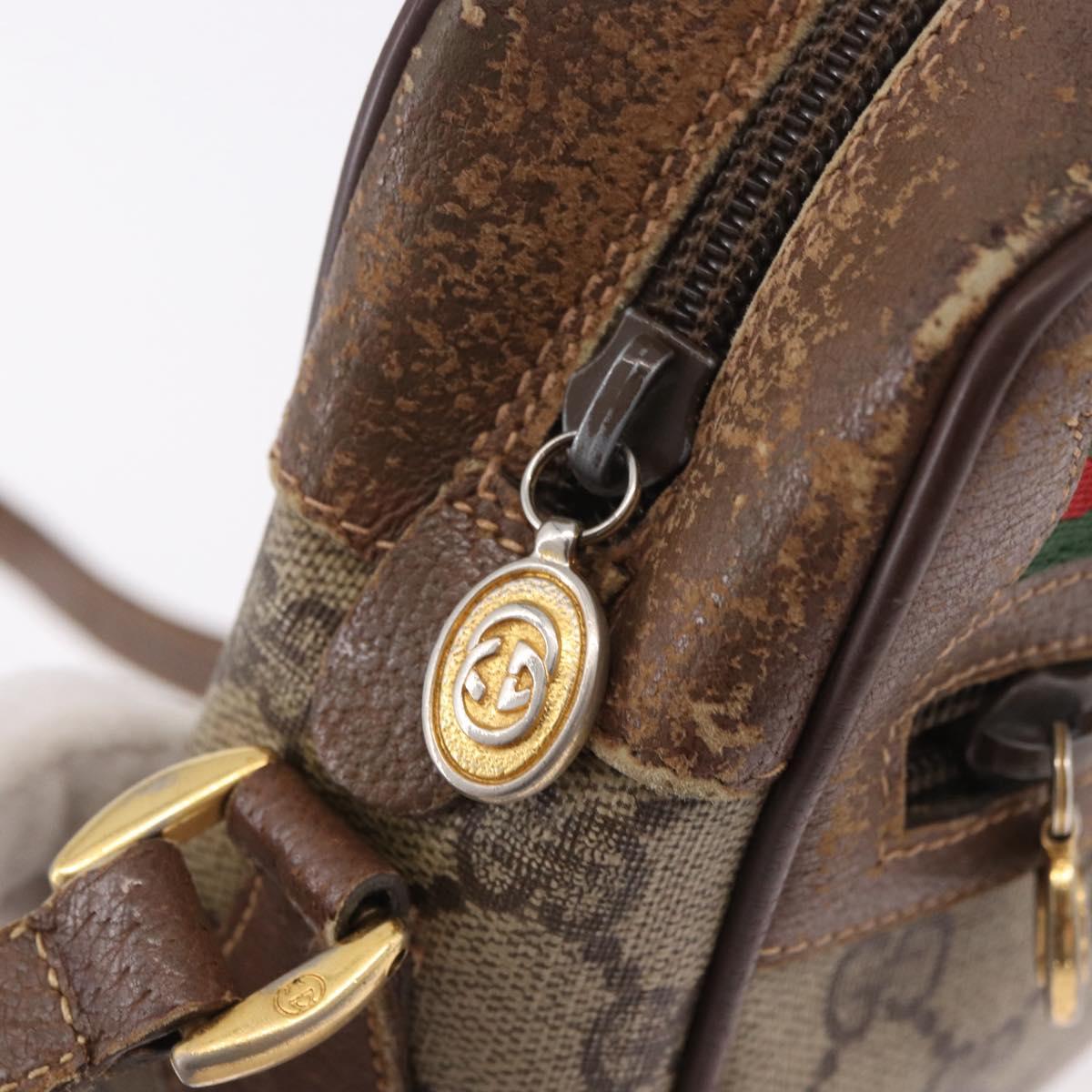 GUCCI GG Supreme Web Sherry Line Bag PVC Beige Gold 001 115 6655 Auth 184355