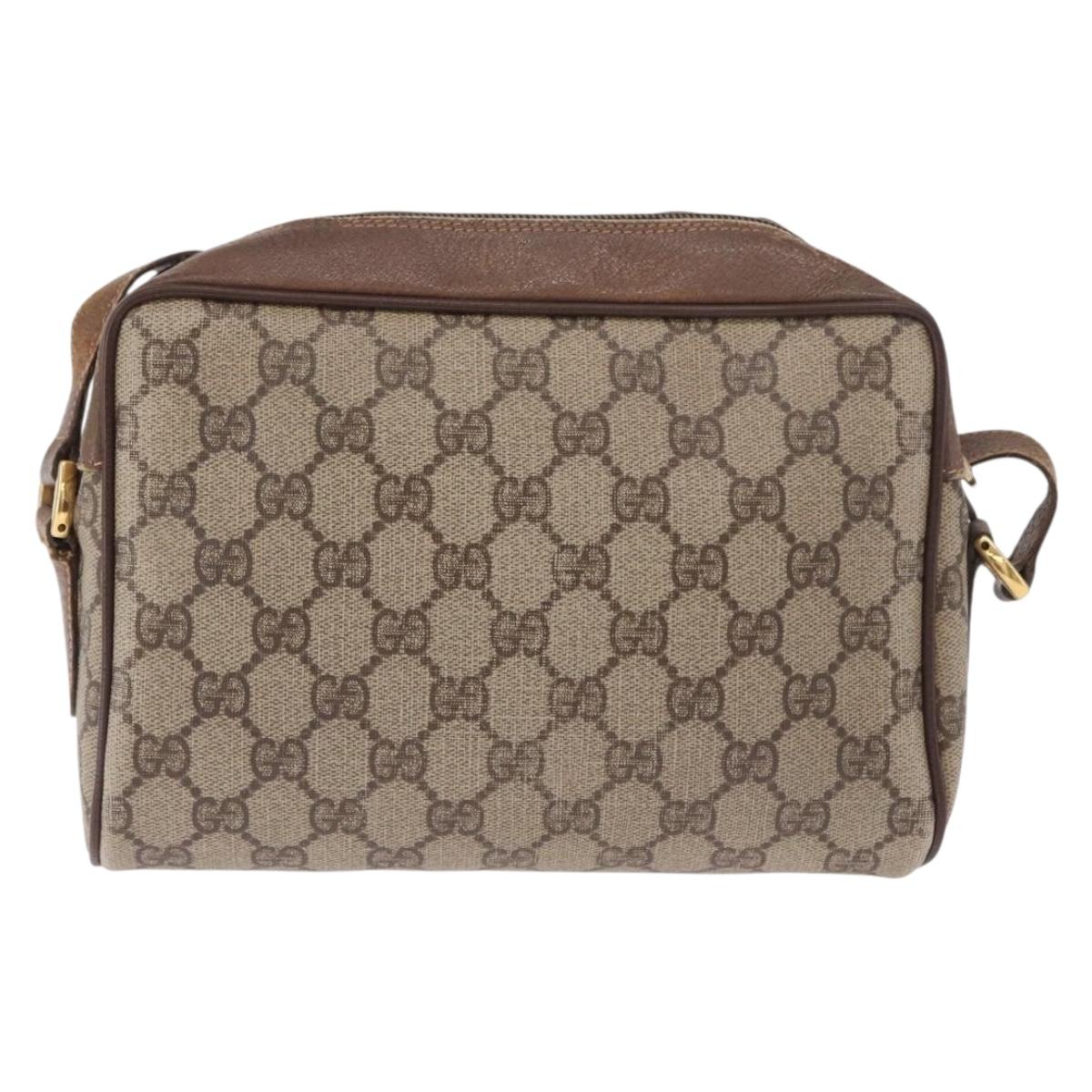 GUCCI GG Supreme Web Sherry Line Bag PVC Beige Gold 001 115 6655 Auth 184355