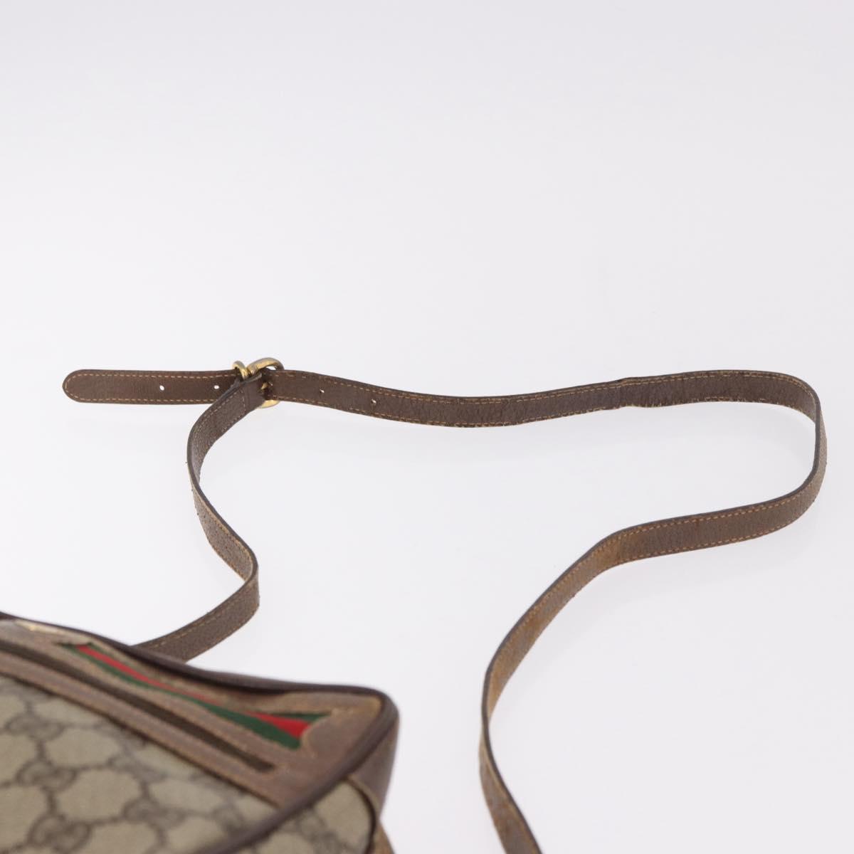 GUCCI GG Supreme Web Sherry Line Bag PVC Beige Gold 001 115 6655 Auth 184355