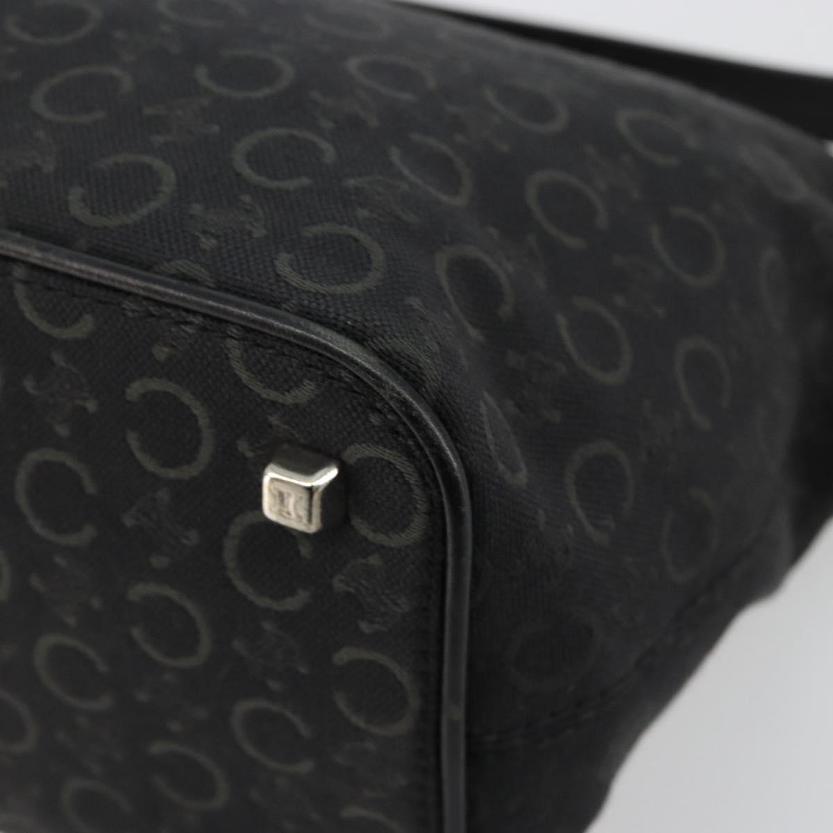 CELINE C Sulky Shoulder Bag Canvas Black Silver Auth 184359A