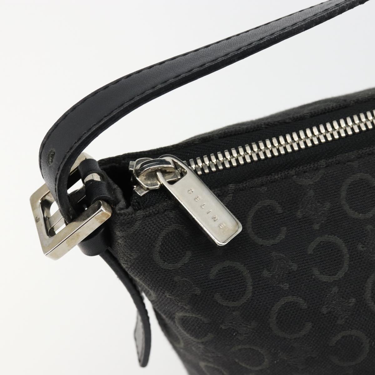 CELINE C Sulky Shoulder Bag Canvas Black Silver Auth 184359A
