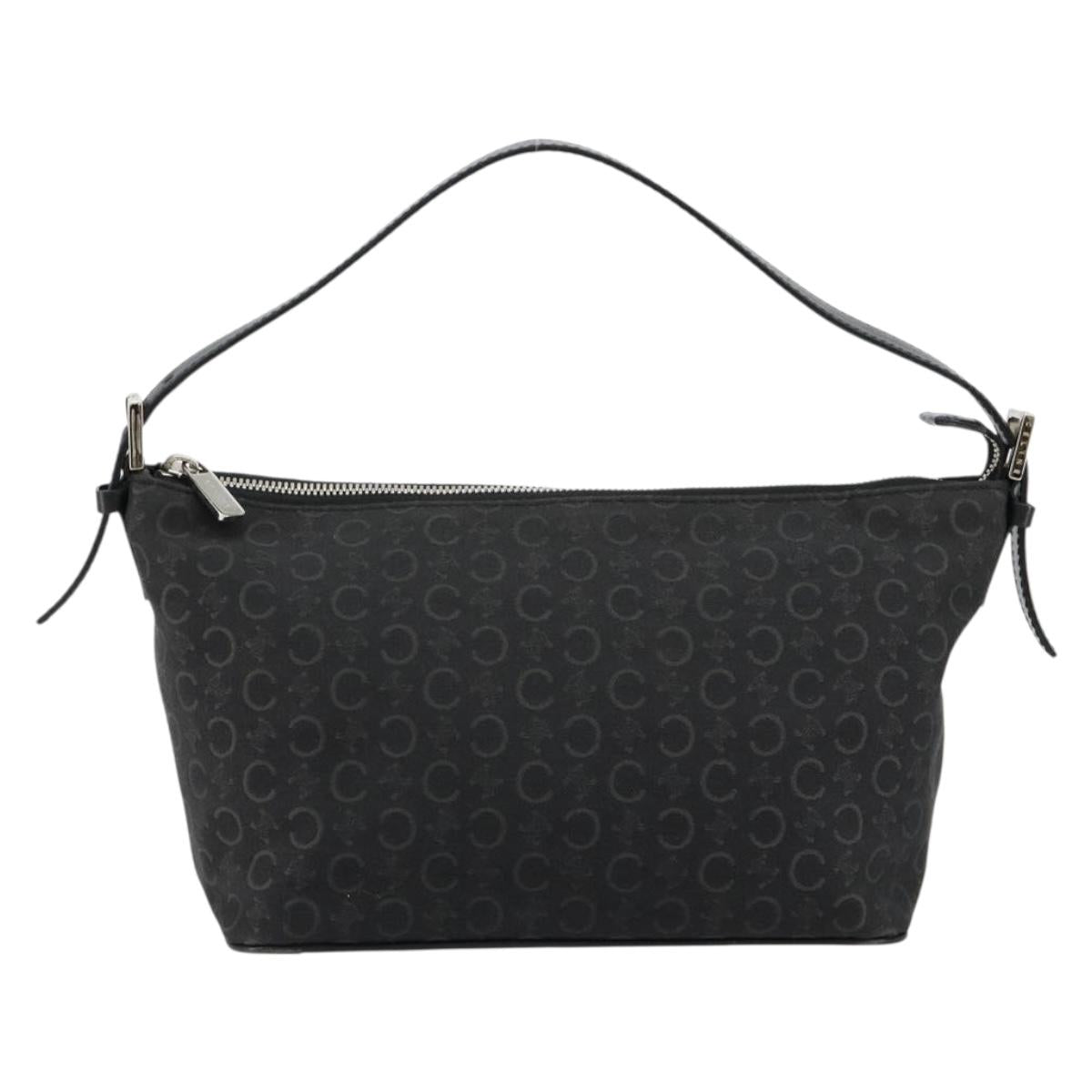 CELINE C Sulky Shoulder Bag Canvas Black Silver Auth 184359A