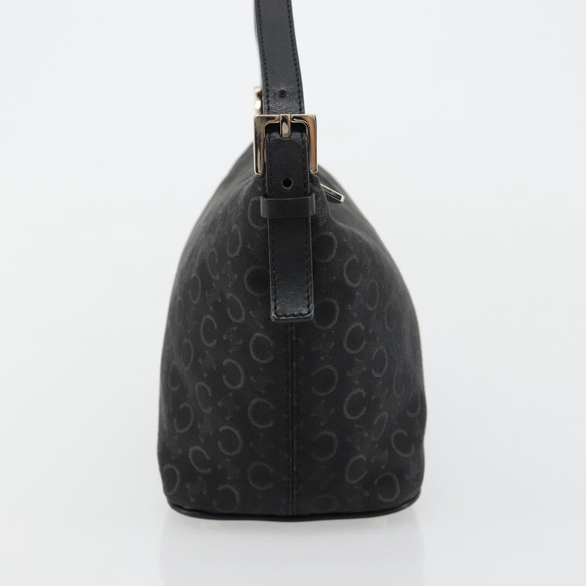 CELINE C Sulky Shoulder Bag Canvas Black Silver Auth 184359A