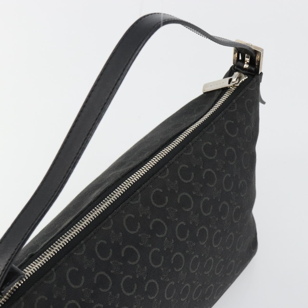 CELINE C Sulky Shoulder Bag Canvas Black Silver Auth 184359A