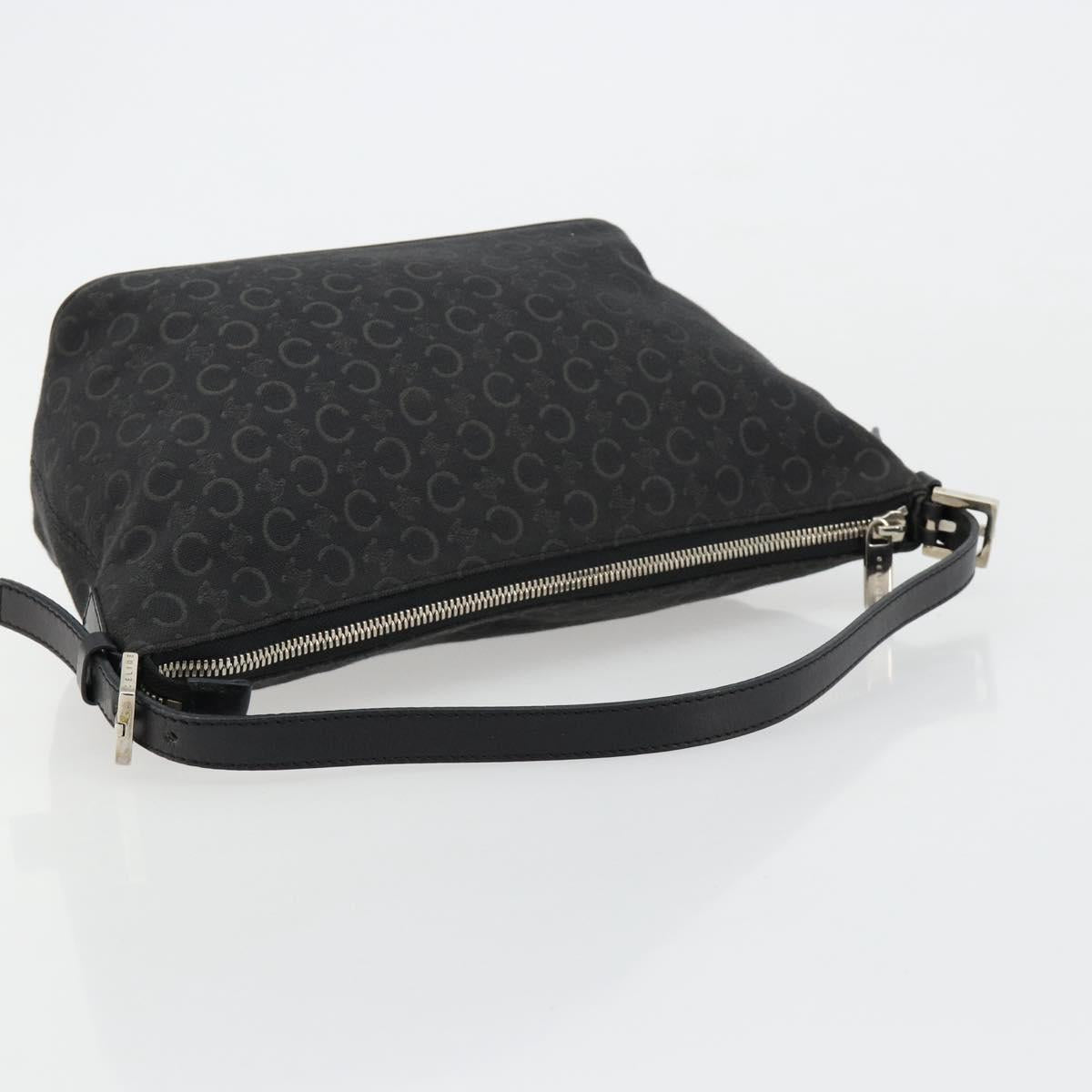 CELINE C Sulky Shoulder Bag Canvas Black Silver Auth 184359A