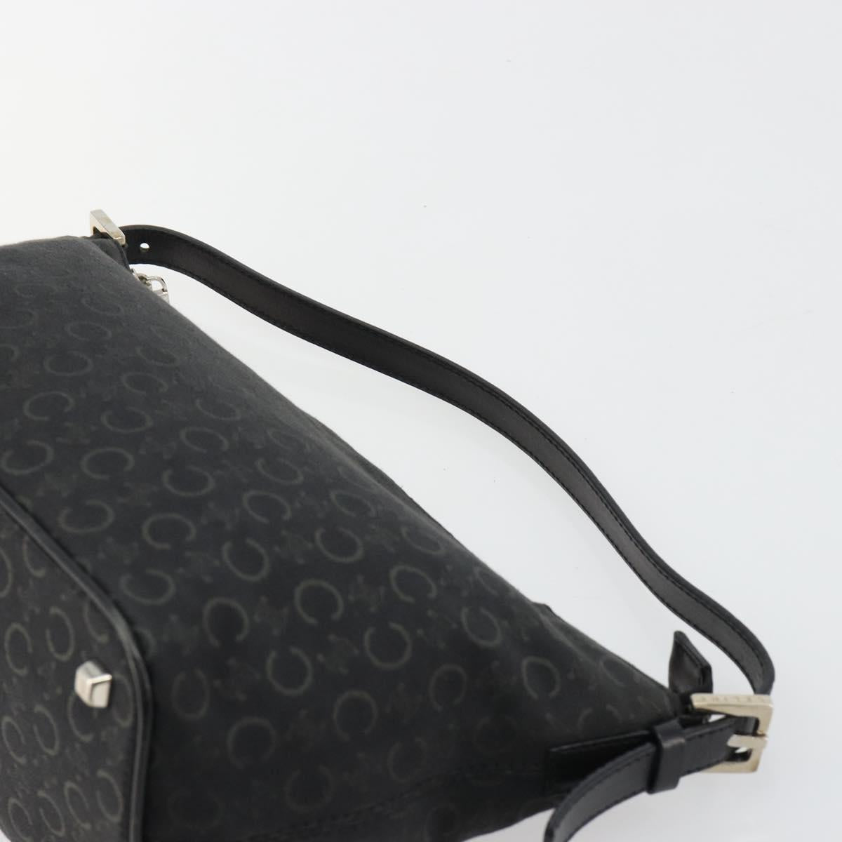 CELINE C Sulky Shoulder Bag Canvas Black Silver Auth 184359A