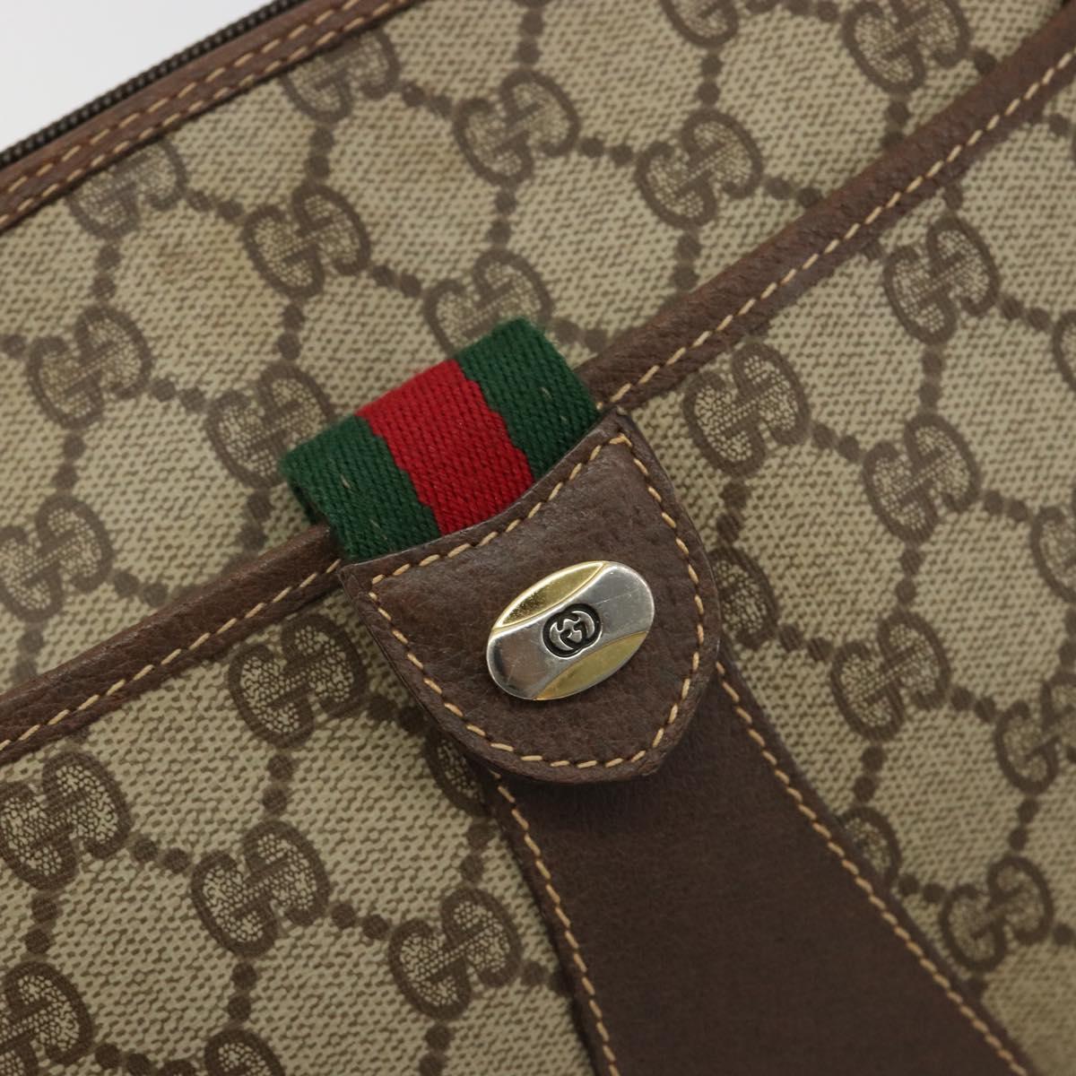 GUCCI GG Supreme Web Sherry Line Bag PVC Beige Gold 001 754 6177 Auth 184360A
