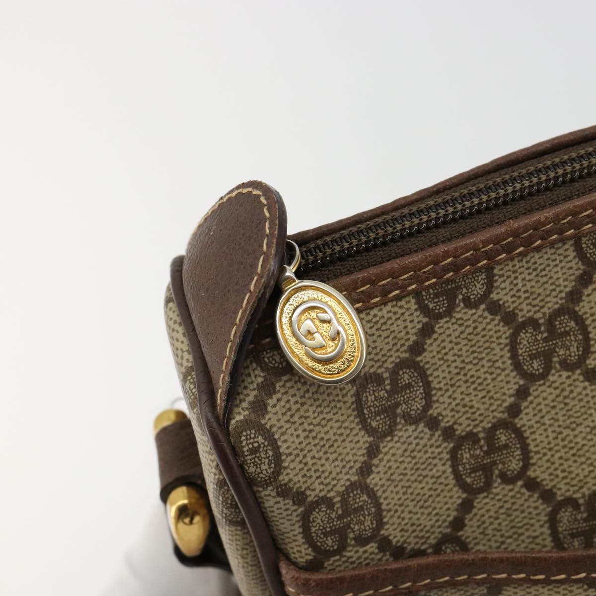 GUCCI GG Supreme Web Sherry Line Bag PVC Beige Gold 001 754 6177 Auth 184360A