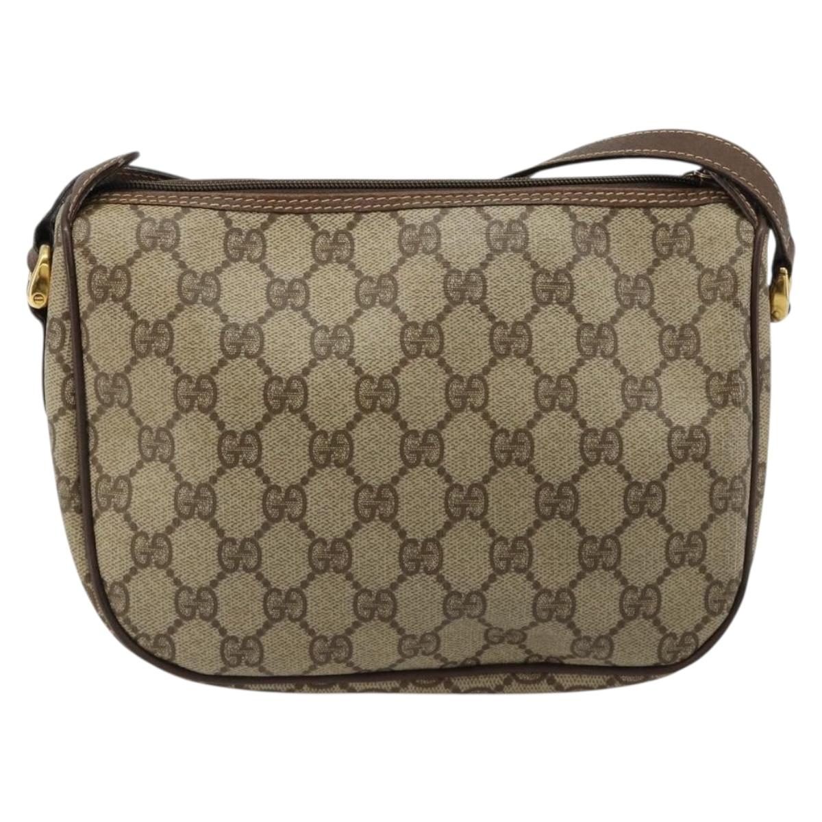 GUCCI GG Supreme Web Sherry Line Bag PVC Beige Gold 001 754 6177 Auth 184360A