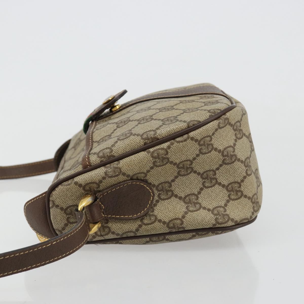 GUCCI GG Supreme Web Sherry Line Bag PVC Beige Gold 001 754 6177 Auth 184360A